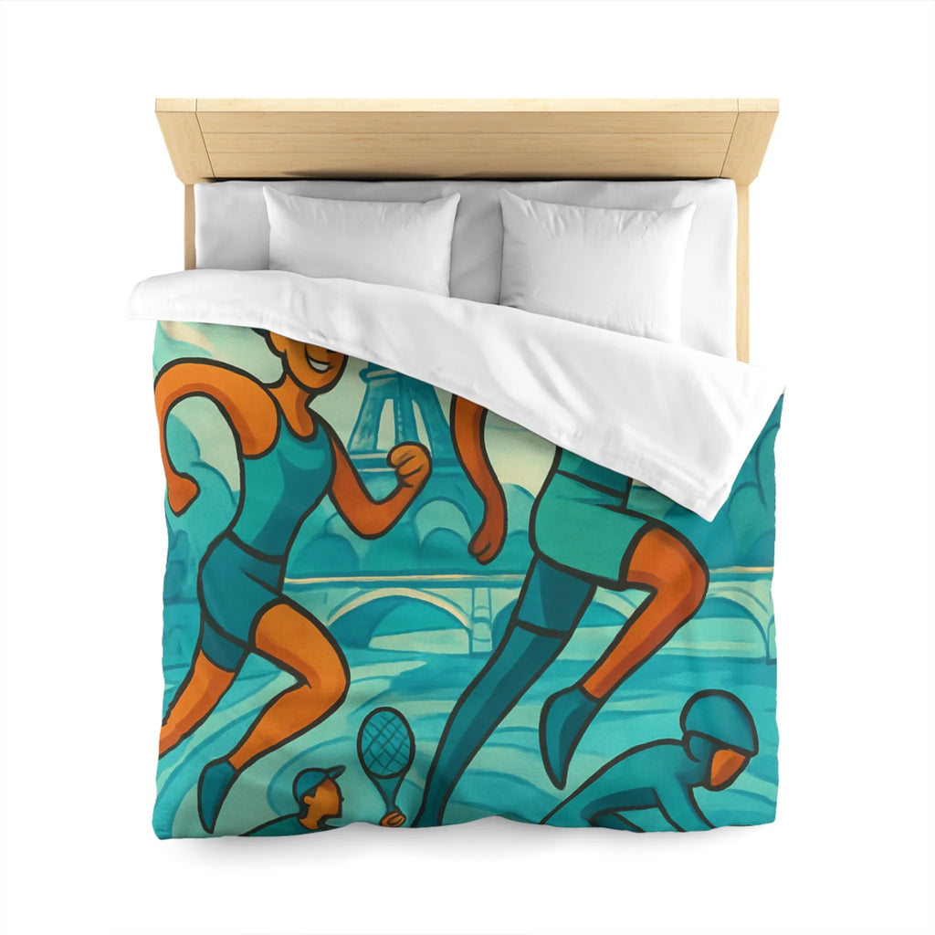 Housse de Couette Athlétique Inspirée par Sports Dynamiques Paris avec Tour Eiffel