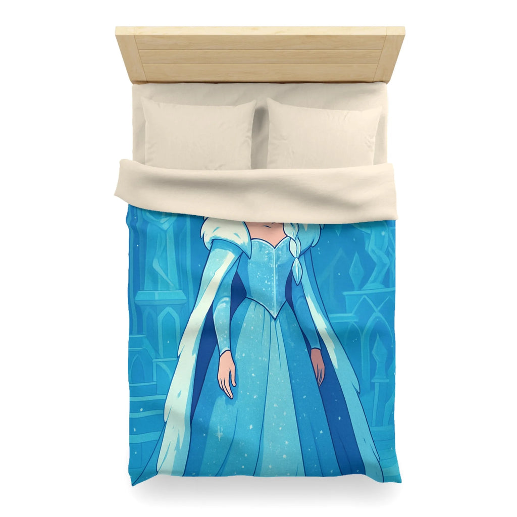 Éblouissante Housse de Couette Reine des Glaces Bleue avec Aurora Boréale et Château