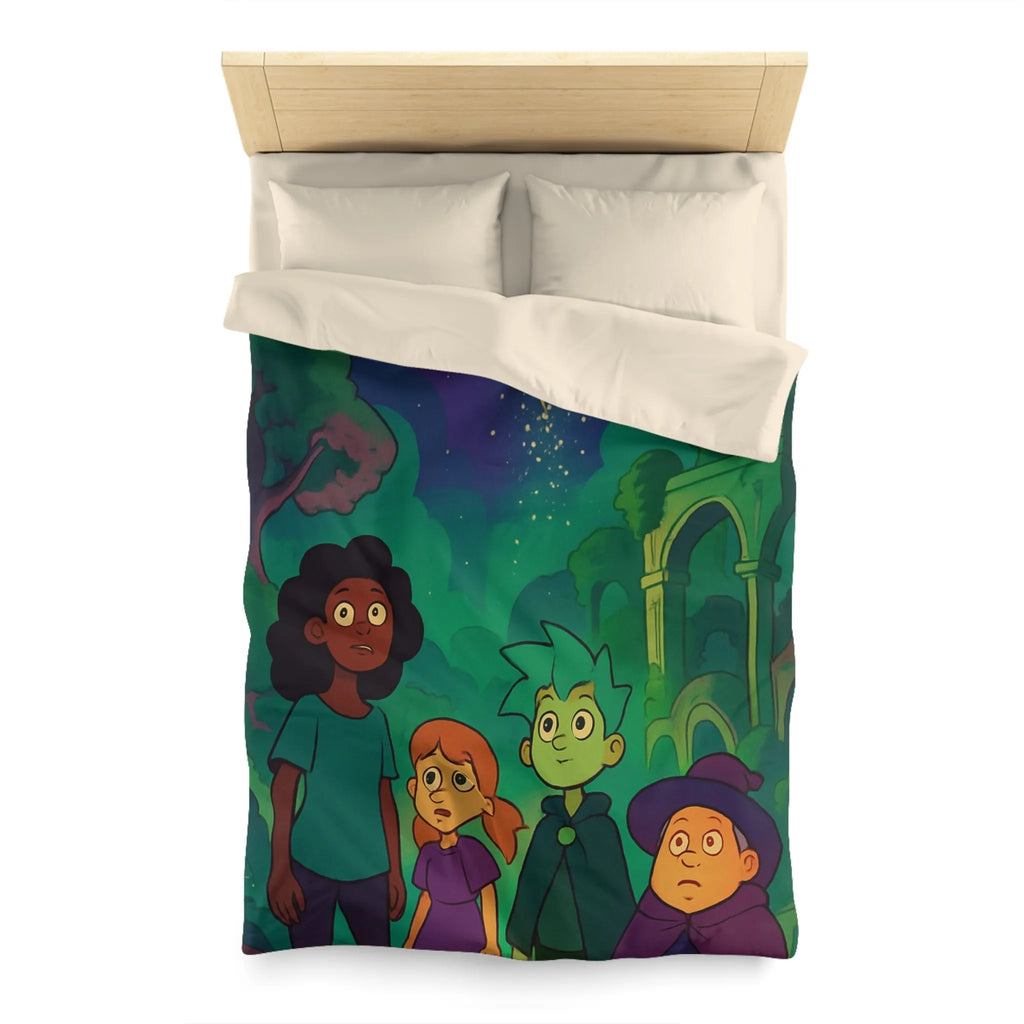 Housse de Couette Enfant : Quatre Aventuriers Sous une Comète Éblouissante et Mystique