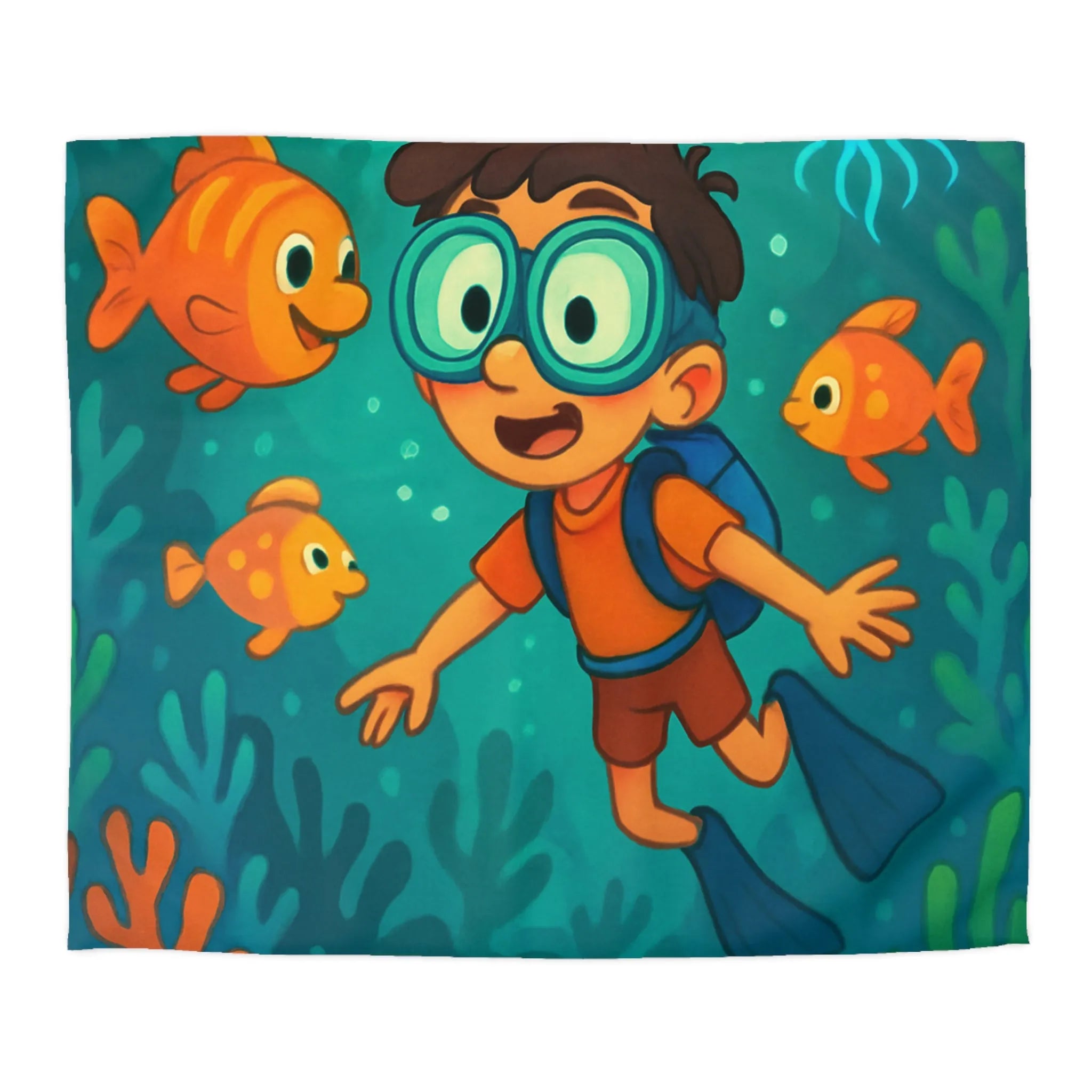 Housse de Couette Enfant : Aventure Sous-Marine avec Poissons et Coraux Colorés Éclatants