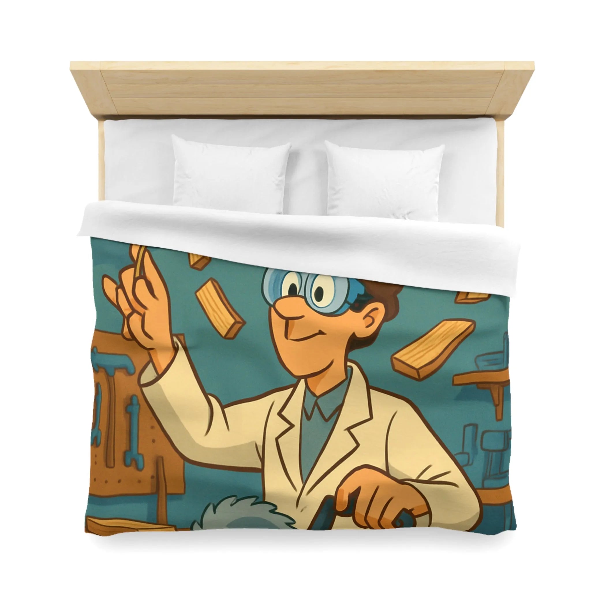 Housse de couette avec design créatif de menuiserie en style rétro et ludique