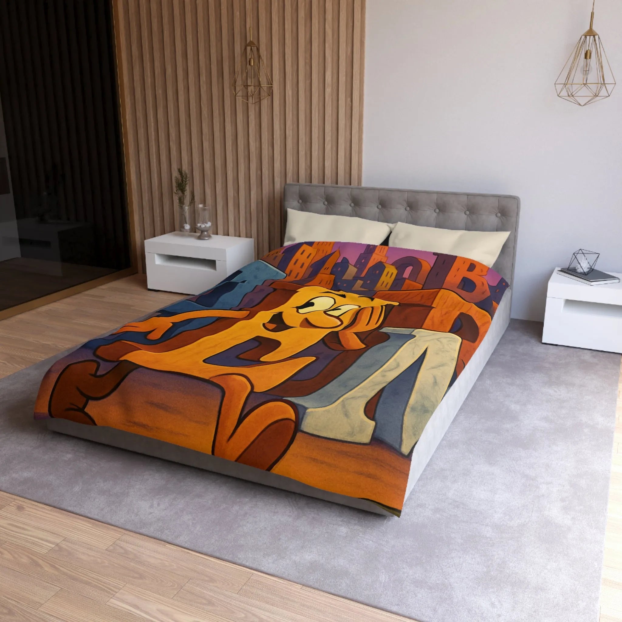 Housse de Couette Microfibre Art Graphique Contemporain Style Décoratif Chambre Tendance