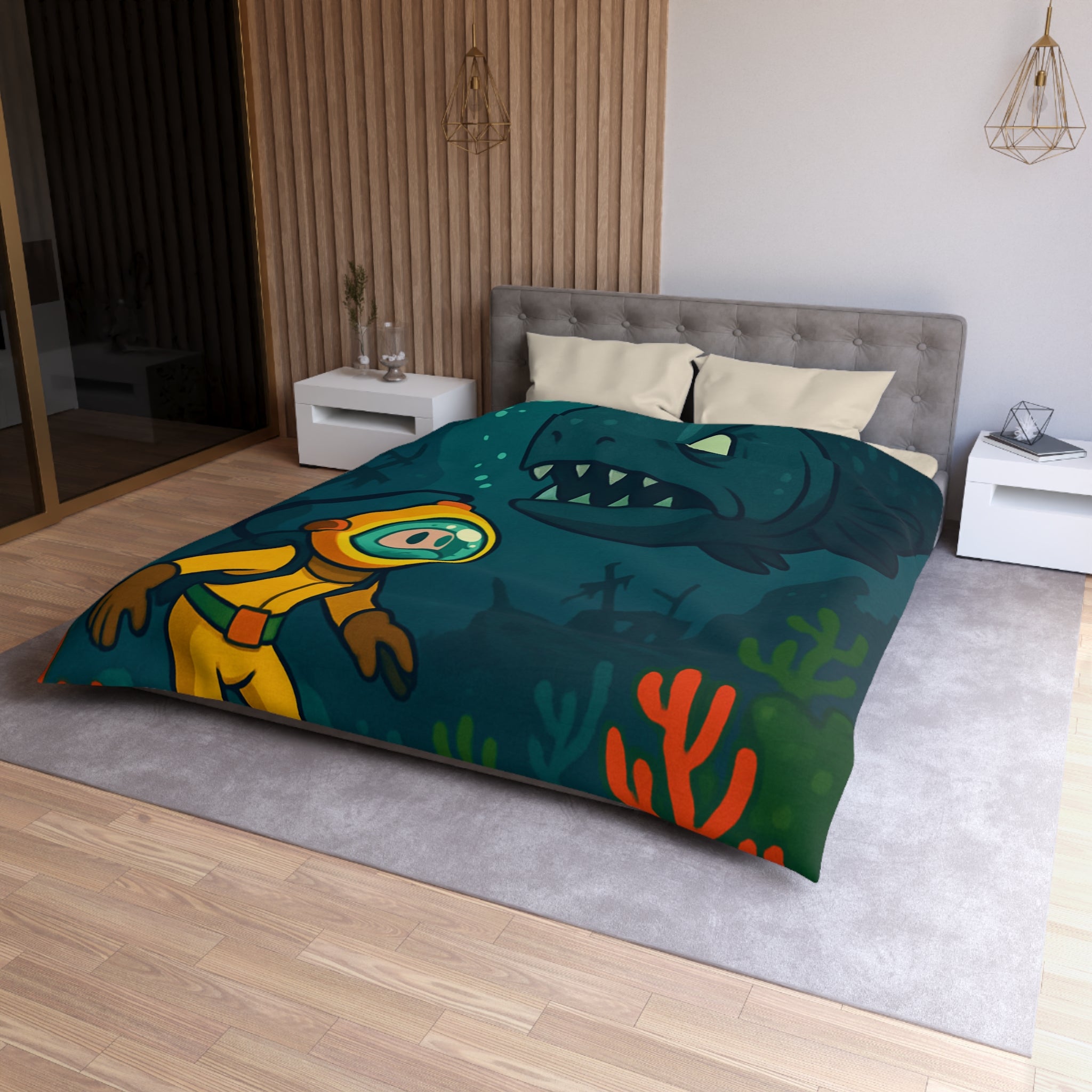 Housse de Couette Microfibre Motif Créatif Original Style Contemporain Chambre Élégante