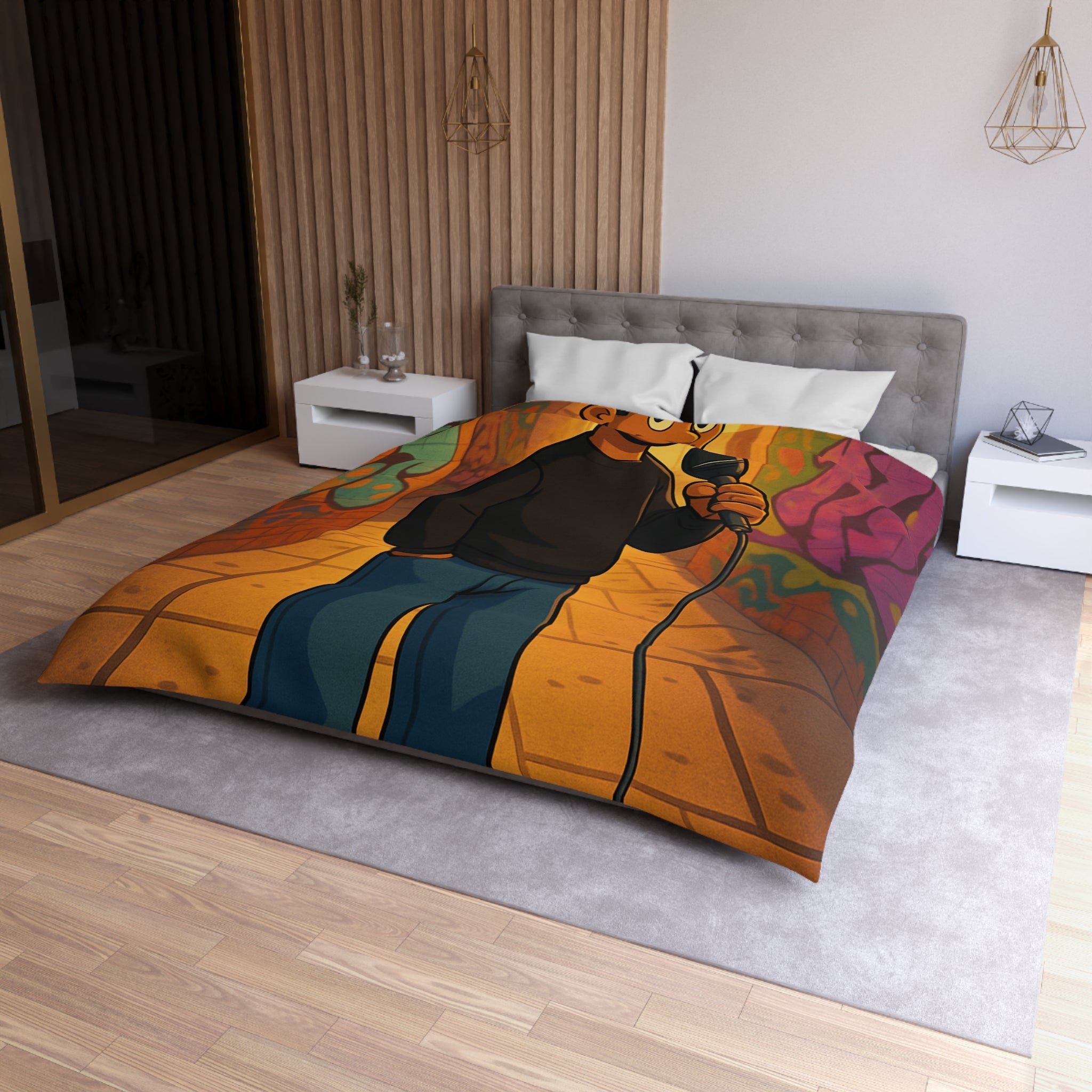 Housse de Couette Microfibre Design Artistique Moderne Décoration Chambre Confort Premium