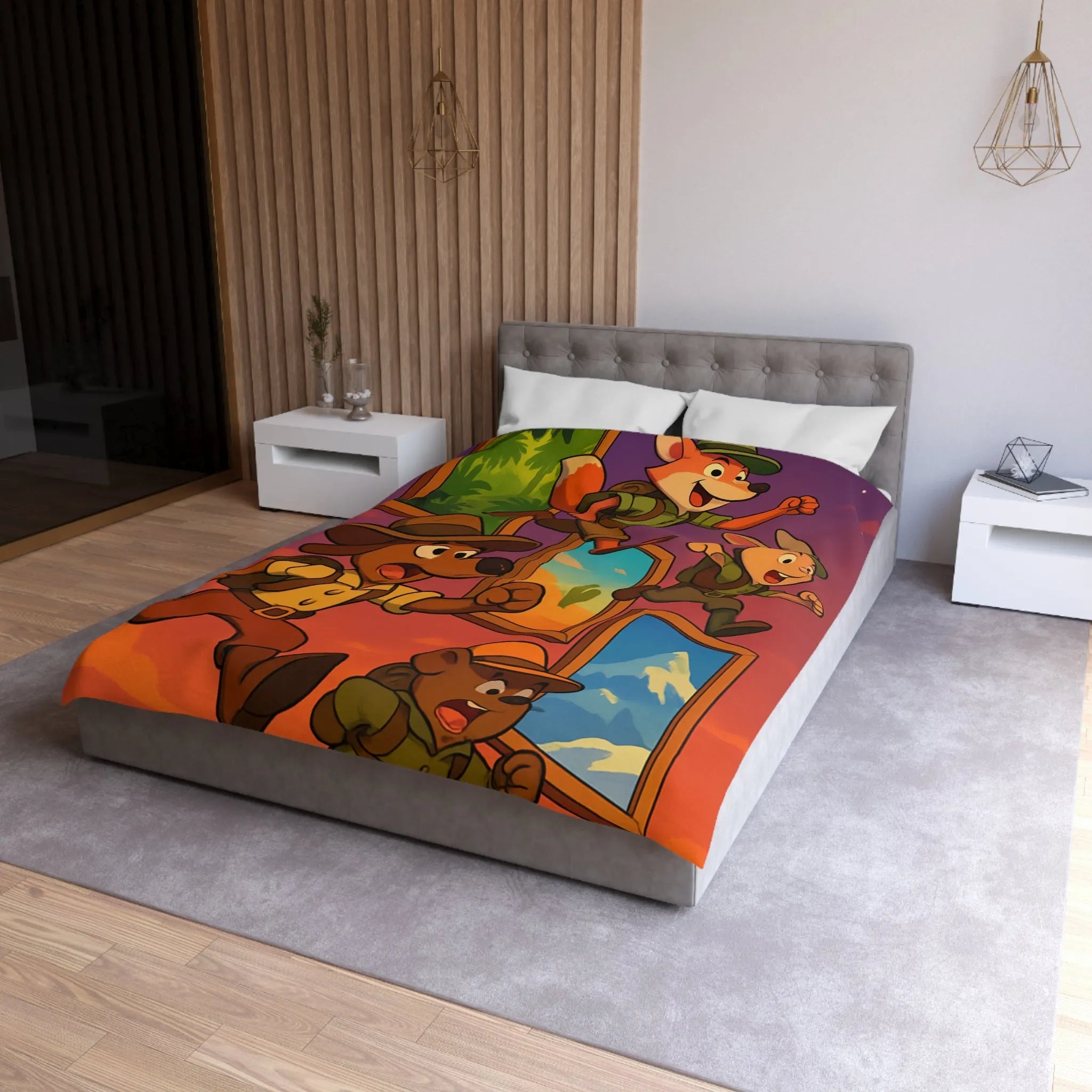 Housse de Couette Microfibre Art Graphique Contemporain Style Décoratif Chambre Tendance