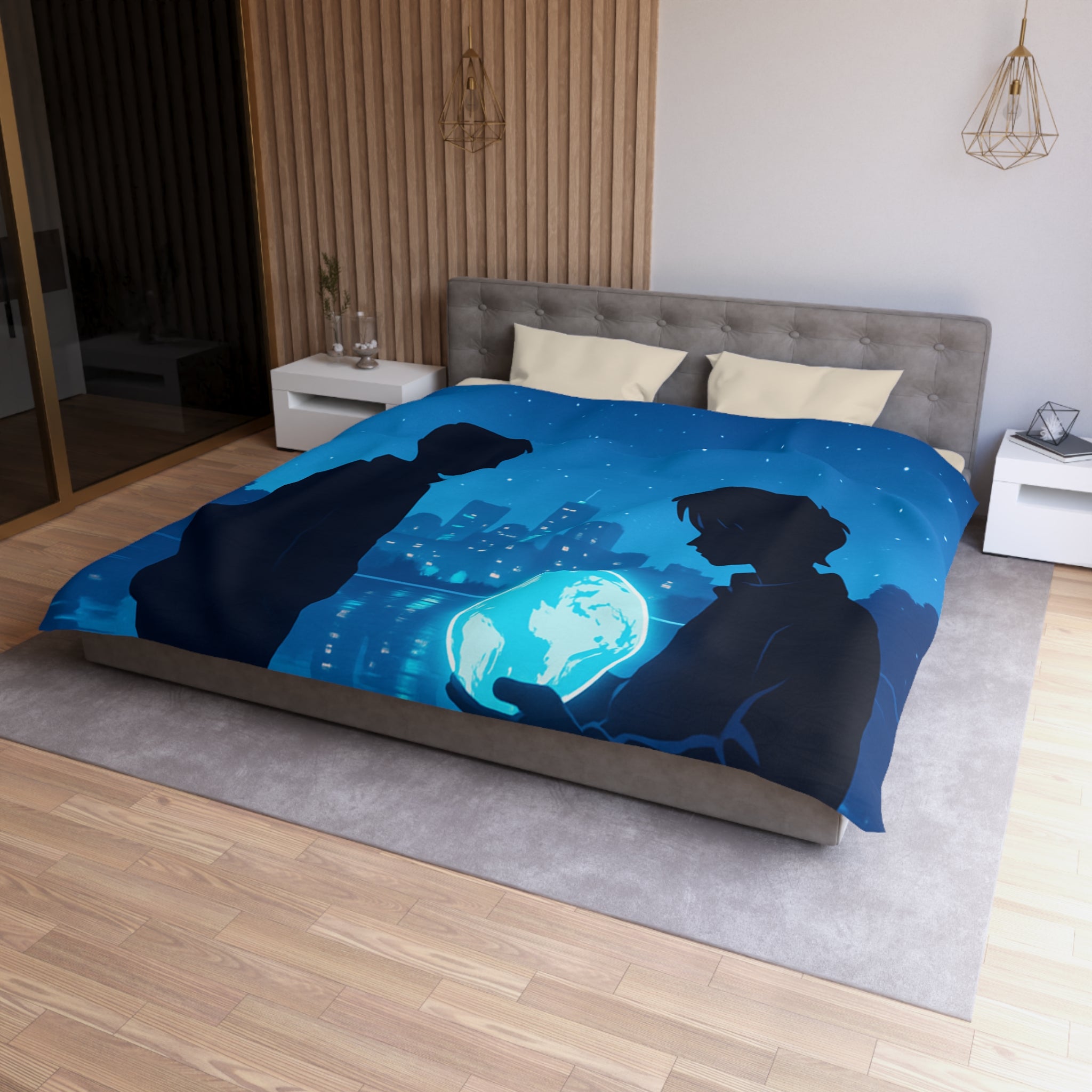 Housse de Couette Microfibre Design Artistique Moderne Décoration Chambre Confort Premium