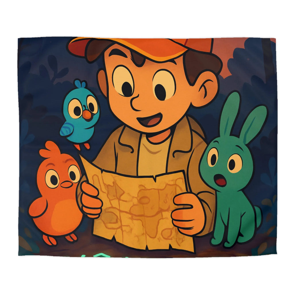 Housse de Couette Enfantine avec Animaux et Carte Lumineuse dans Forêt Mystérieuse