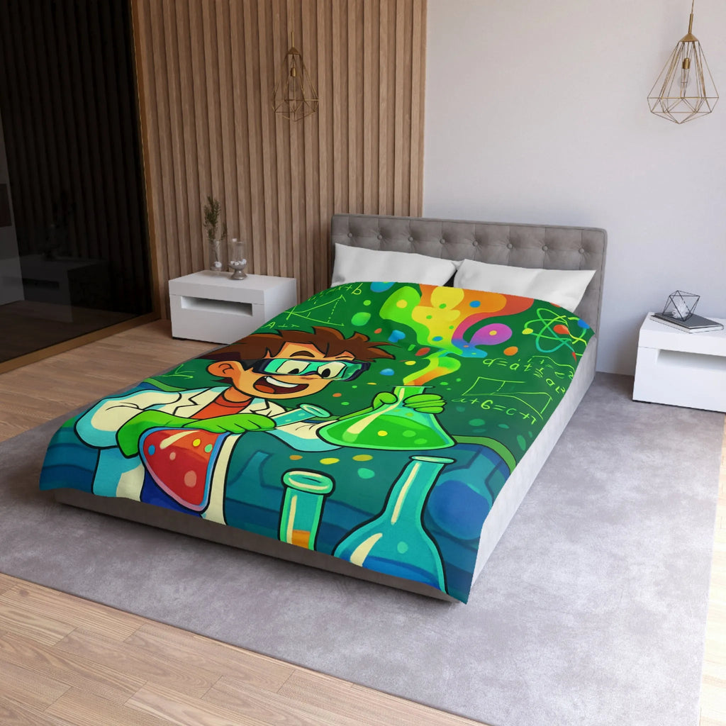 Housse de couette colorée pour enfants avec motif laboratoire scientifique amusant et éducatif