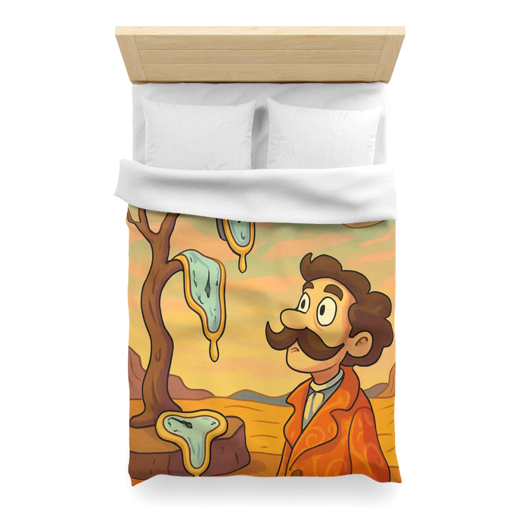 Housse de couette style surréaliste avec montres molles et paysage désertique vibrant