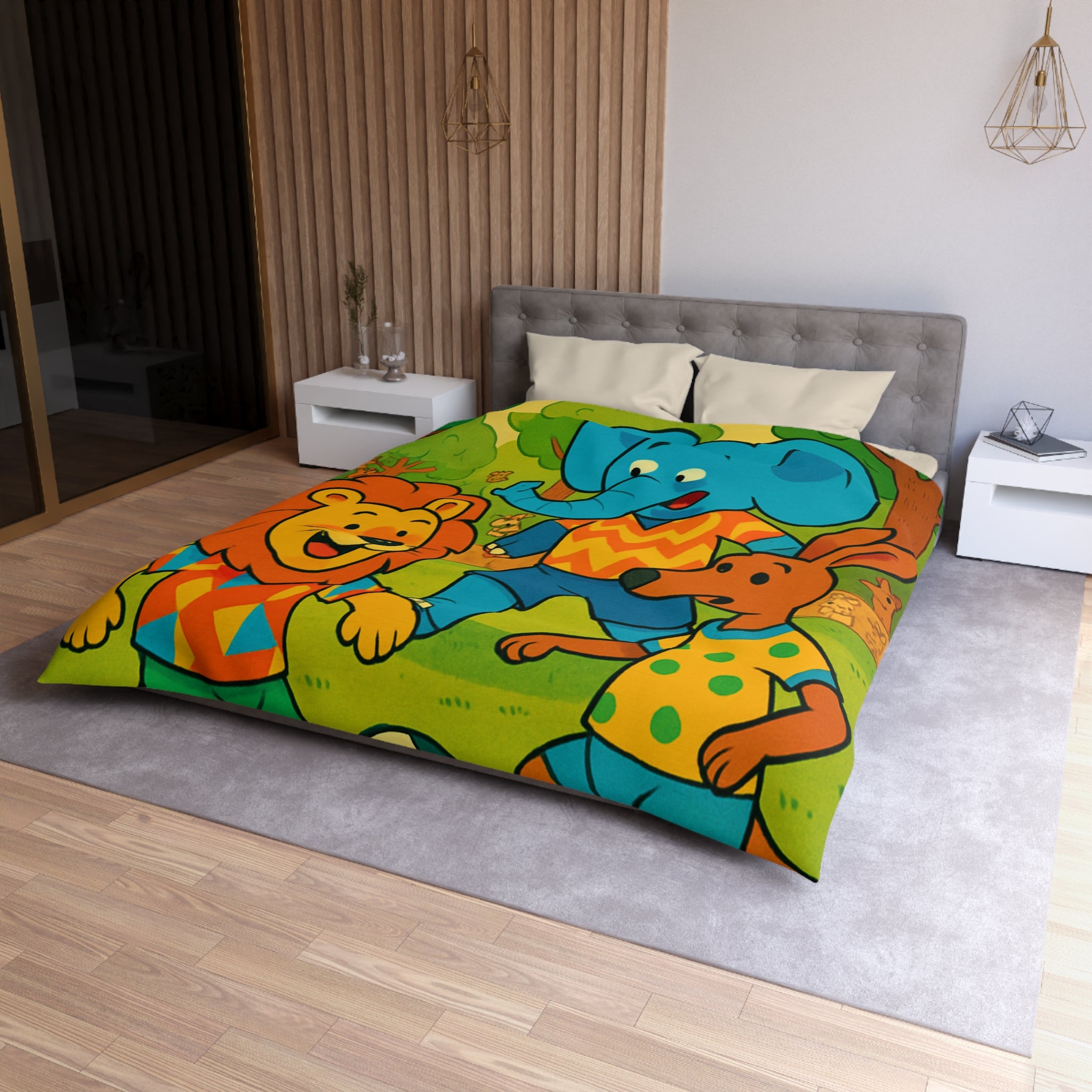 Housse de Couette Microfibre Motif Créatif Original Style Contemporain Chambre Élégante