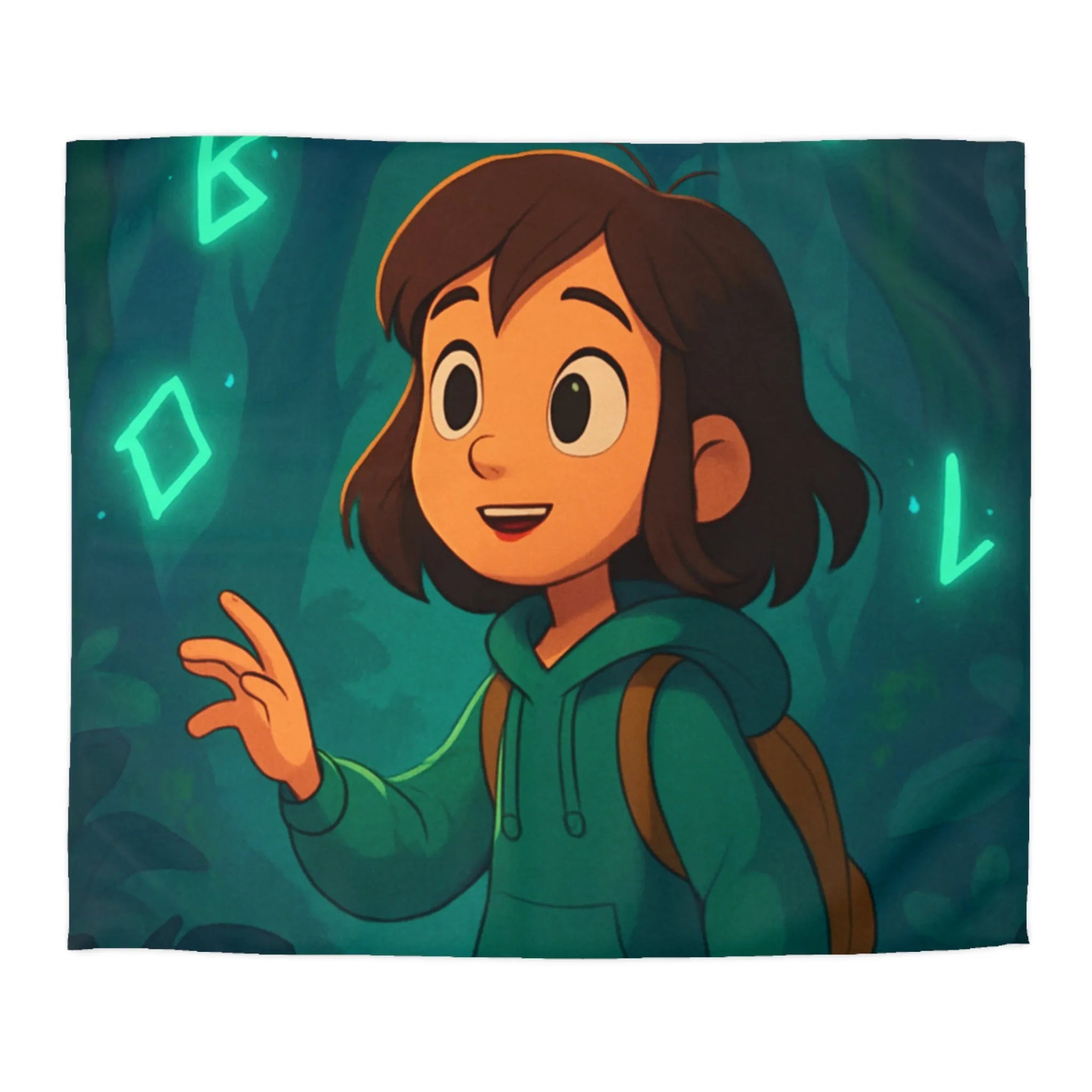 Housse de couette enfant avec motifs magiques et mystiques en forêt enchantée sombre