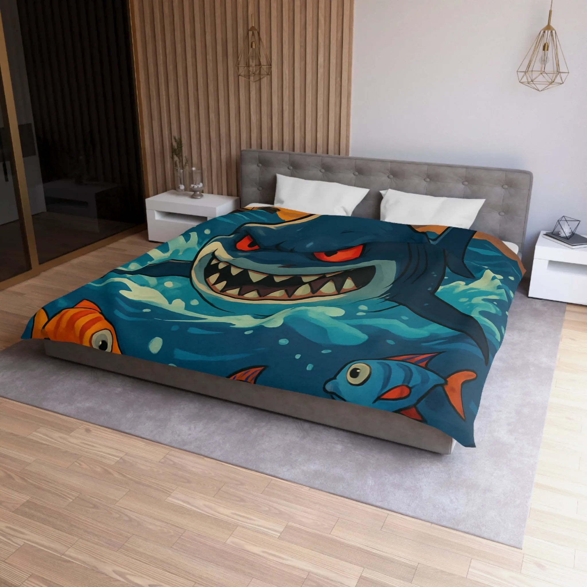 Housse de Couette Colorée aux Requins et Poissons pour Enfants Aventureux et Créatifs
