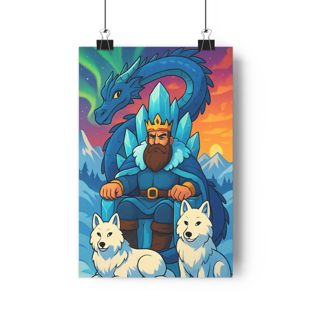 Poster décoratif dessin animé bleu blanc rouge mystique royal salon chambre format 30x46 cm