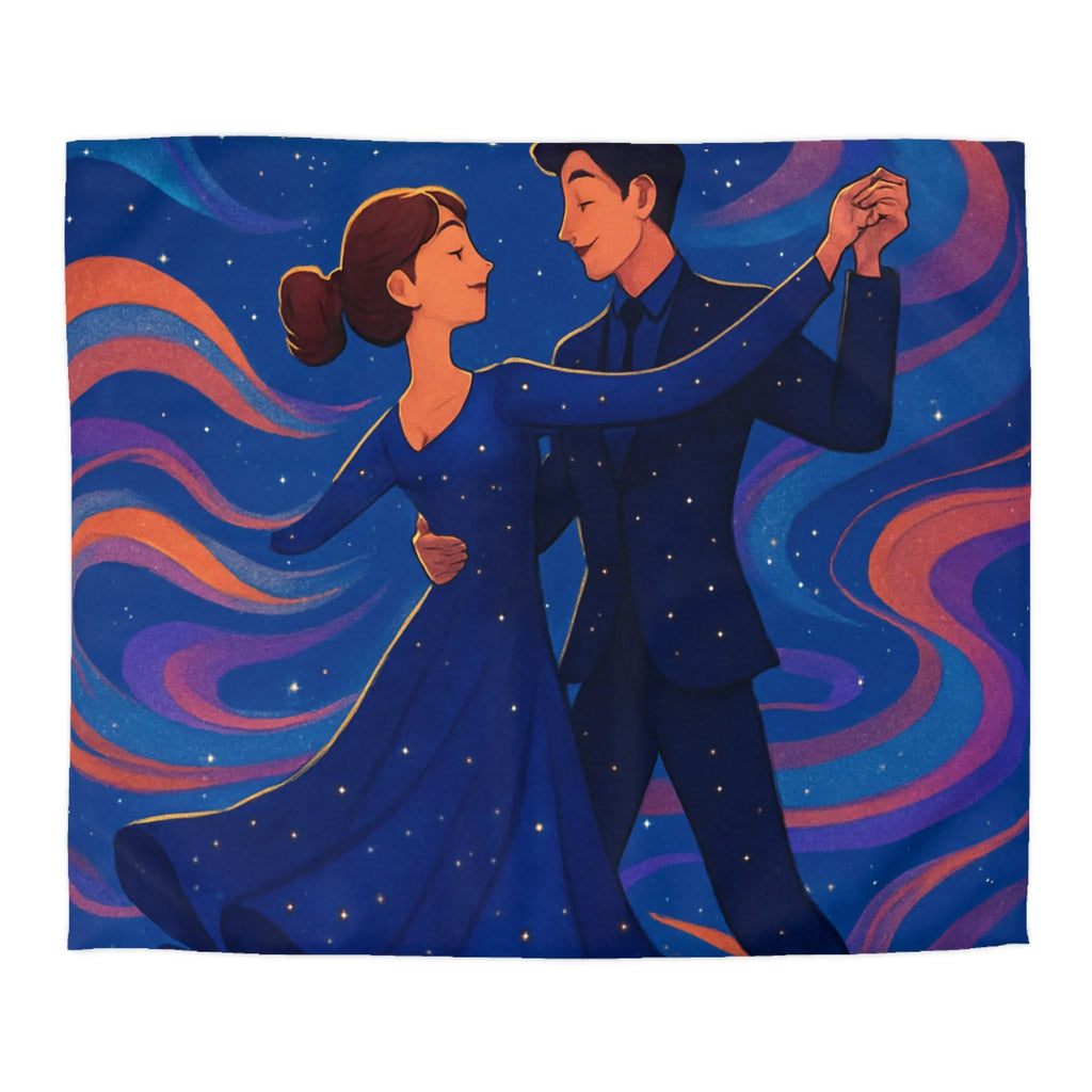 Housse de couette dansante sous la lune avec motif étoilé coloré et romantique