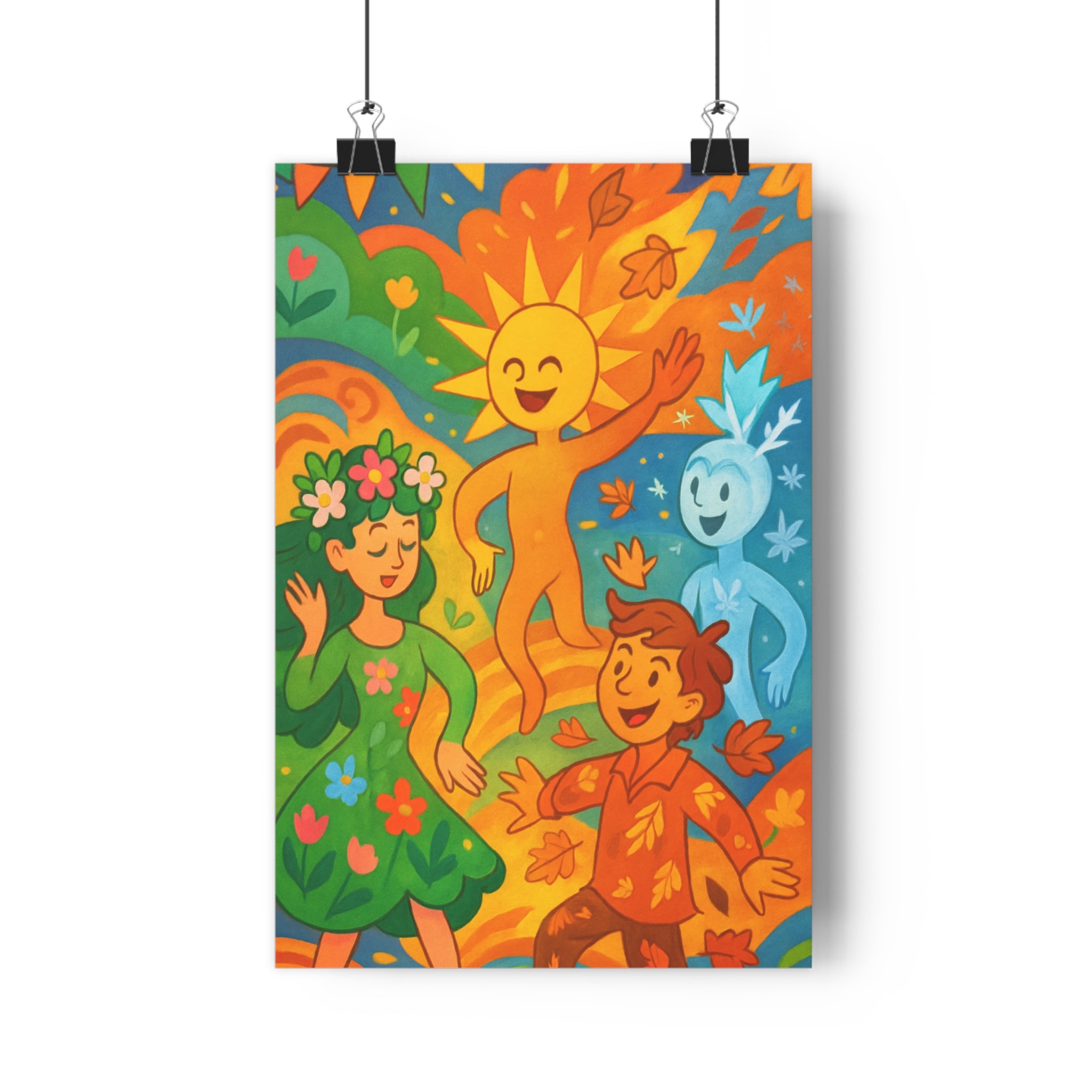 Poster décoratif joyeux saison couleurs vives moderne salon chambre intérieur format 30x dynamique ambiance