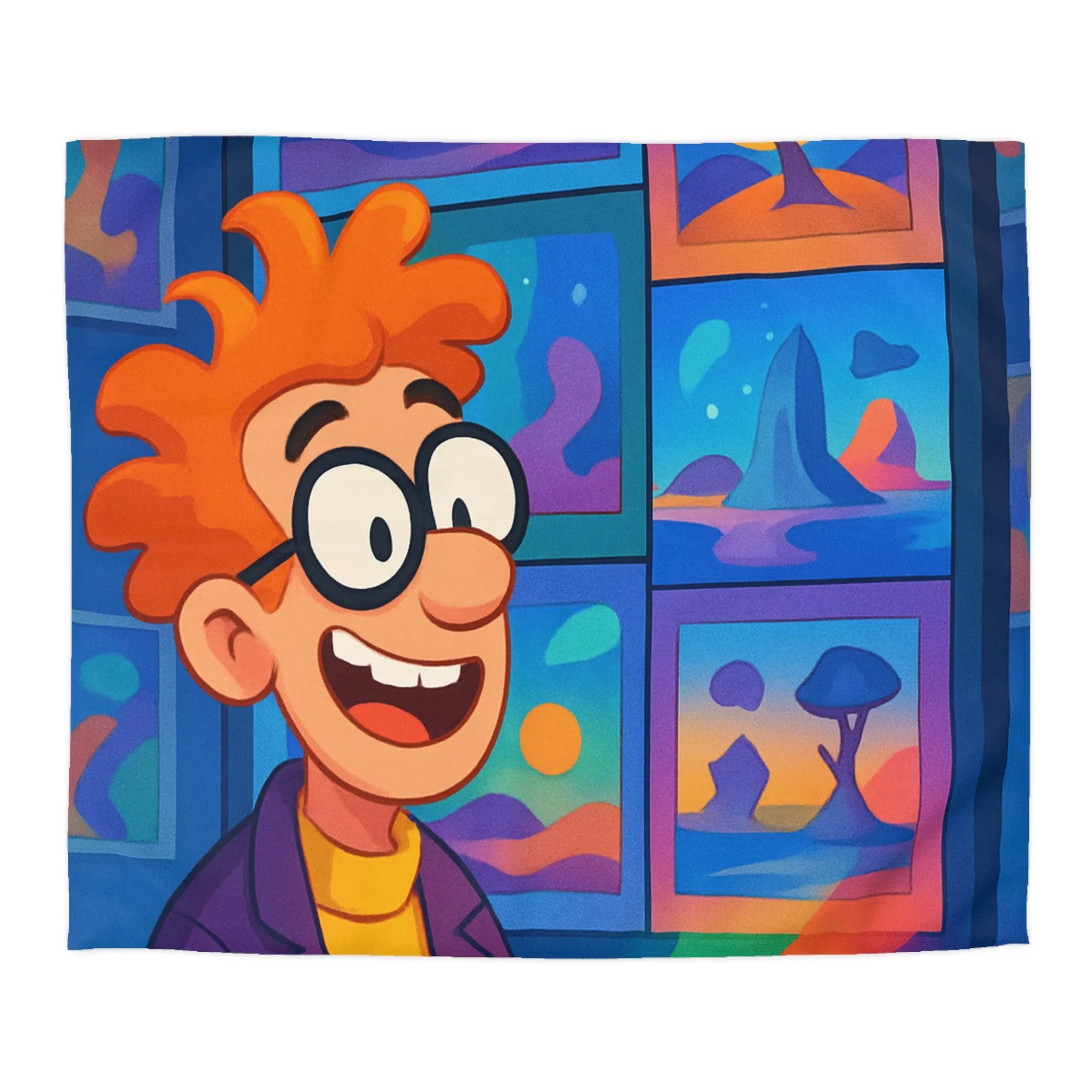 Housse de Couette Colorée avec Arbres et Paysages Surréalistes pour une Chambre Moderne