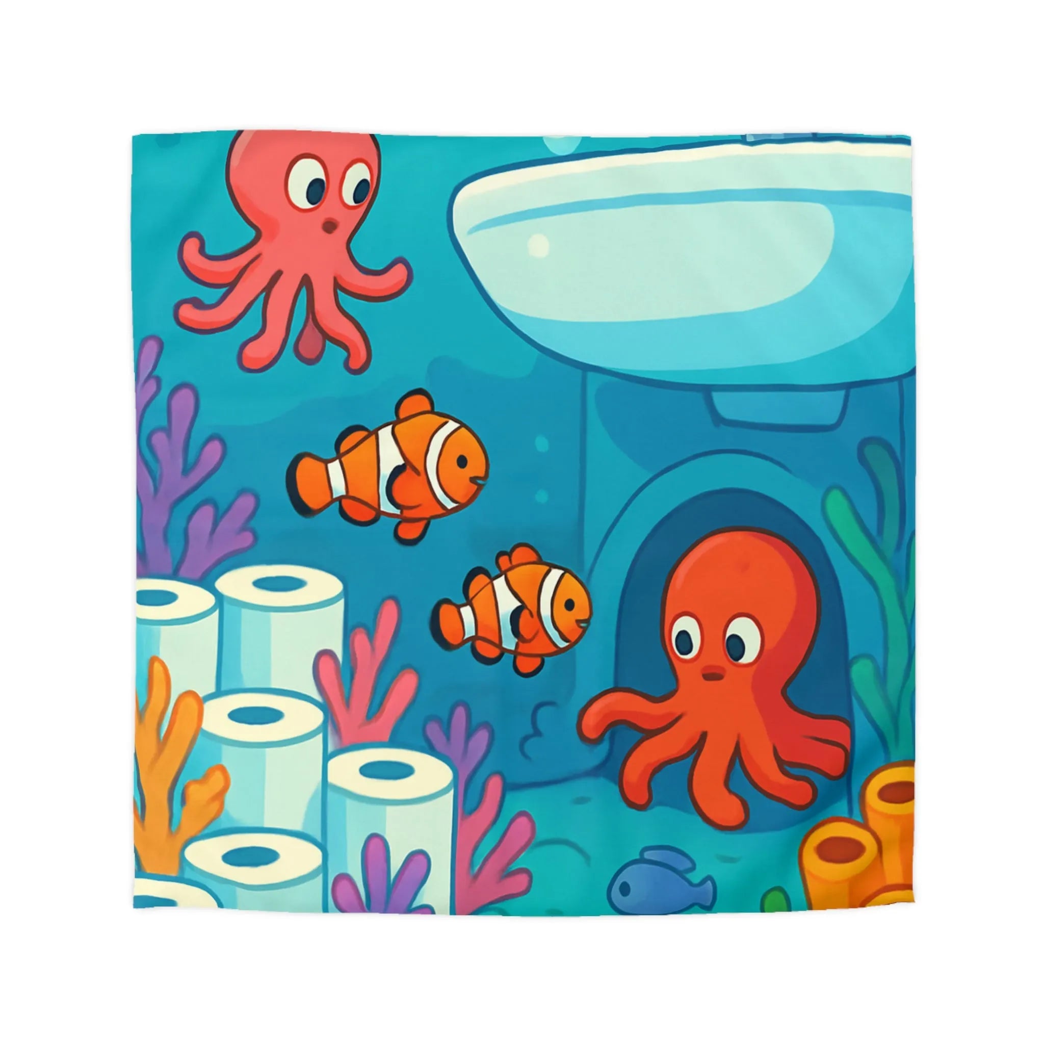 Décoration marine ludique pour votre chambre, housse de couette en océan coloré