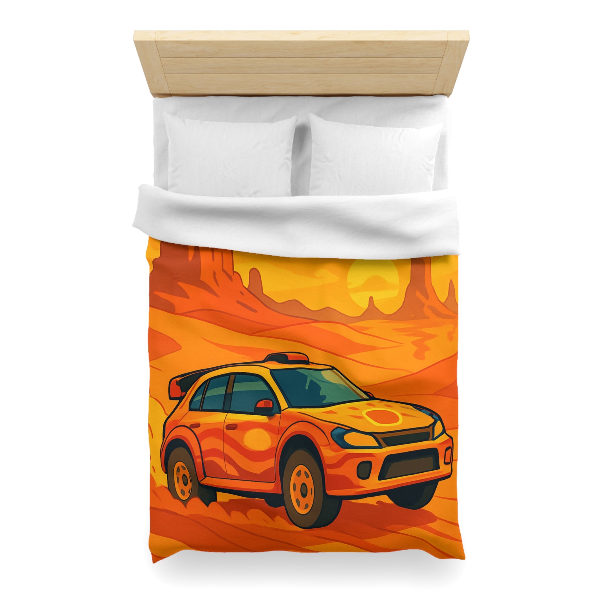 Housse de couette voiture dynamique désert orange ambiance aventure chaleur intense