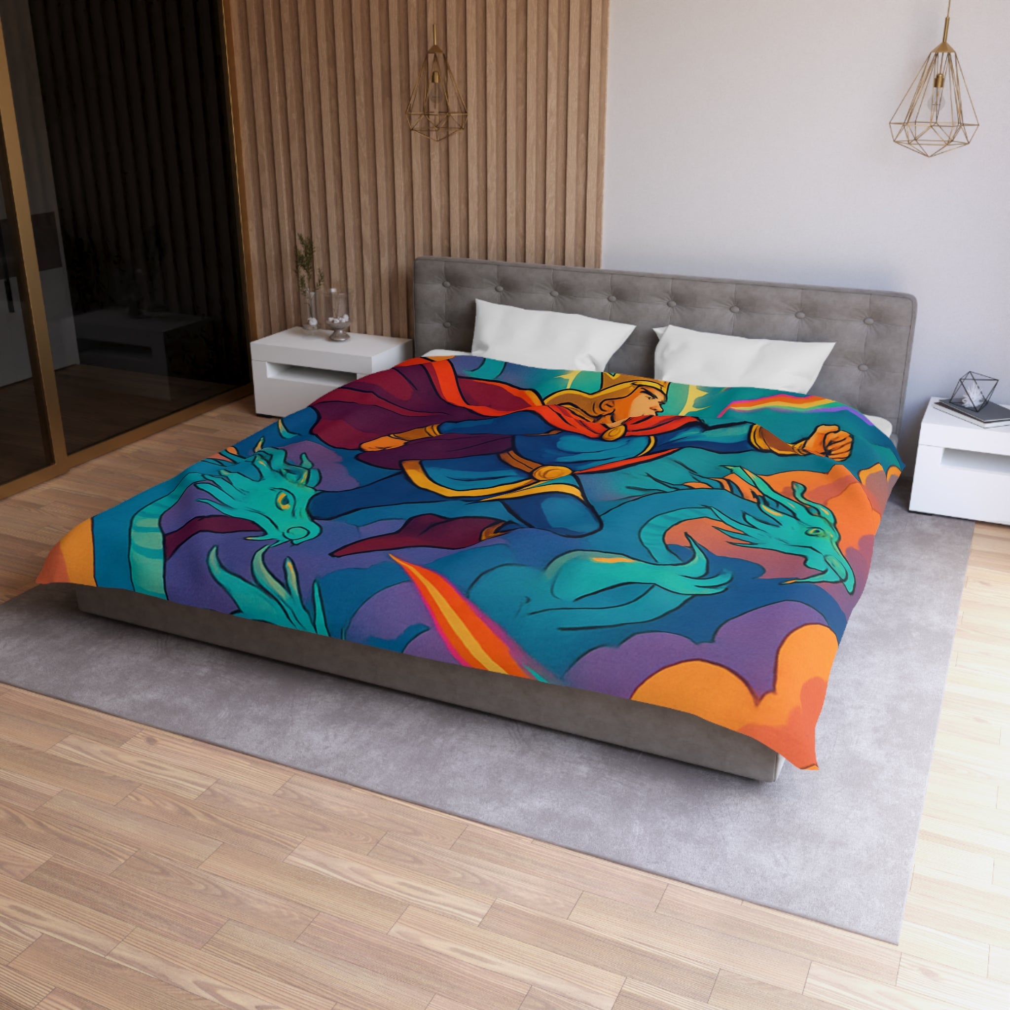 Housse de Couette Microfibre Motif Créatif Original Style Contemporain Chambre Élégante