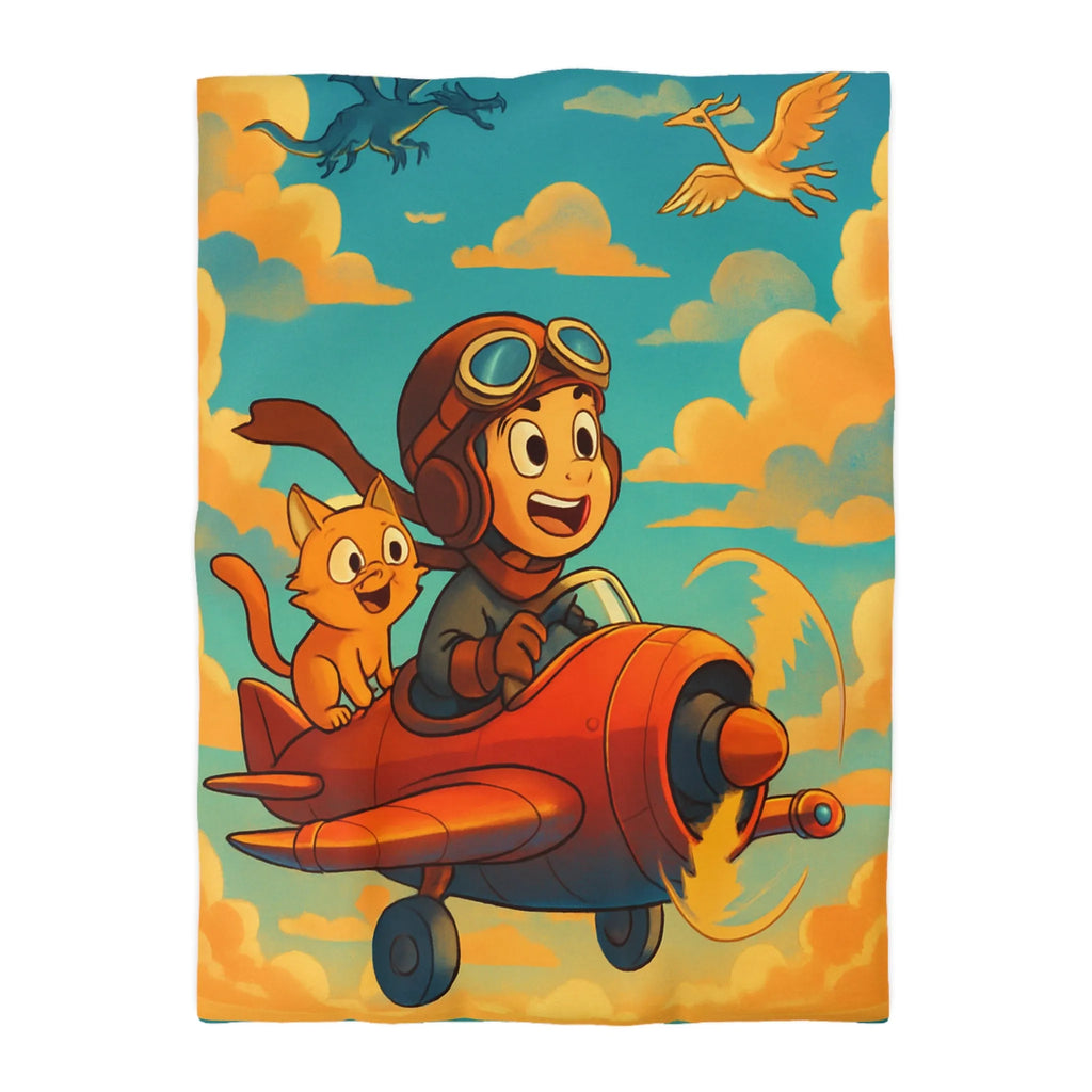 Envolez-vous vers l'aventure avec votre chat dans un ciel magique et coloré