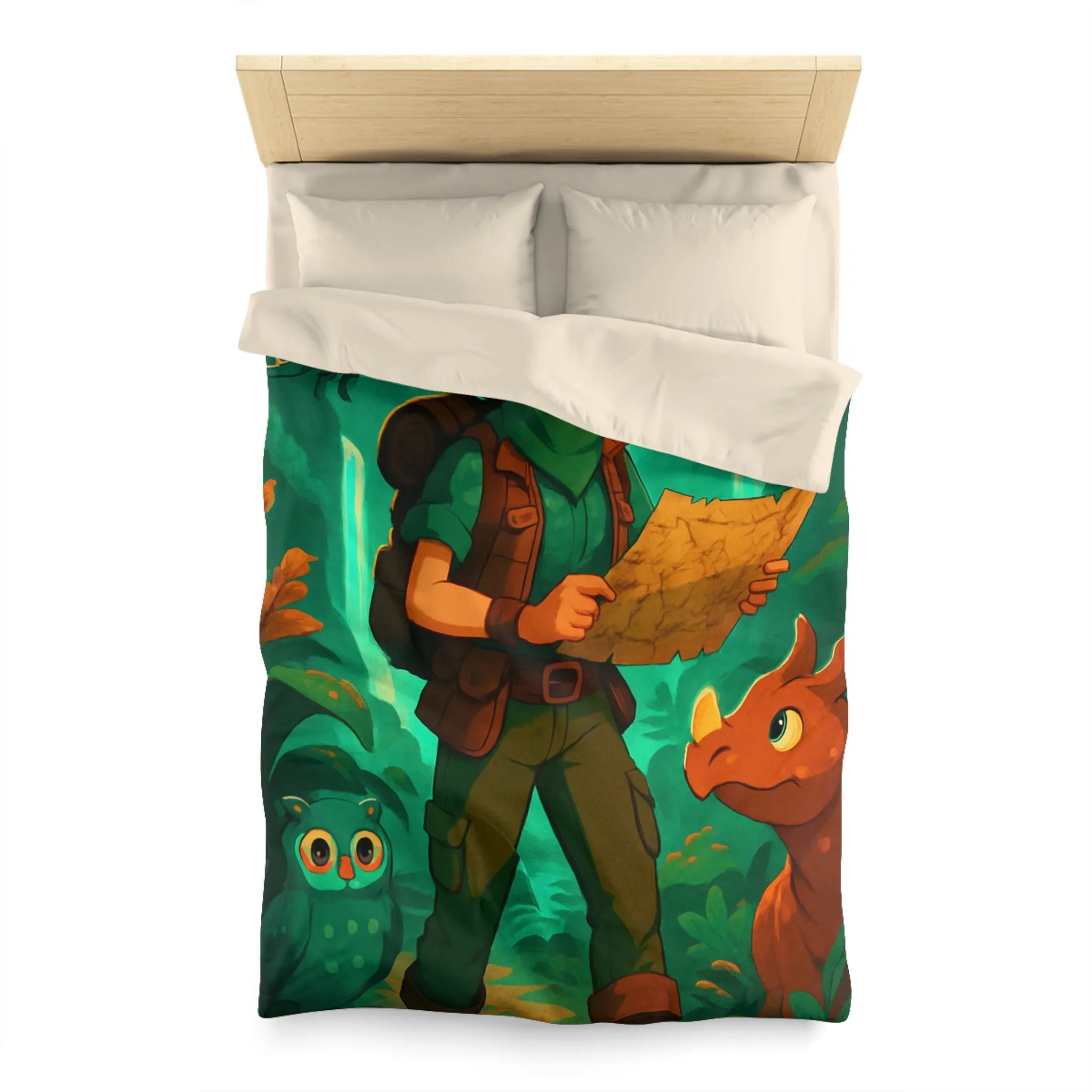 Aventure Enchantée: Enfant Voyageur, Animaux Magiques, Carte Mystérieuse, Forêt Lumineuse, Cascade Sereine