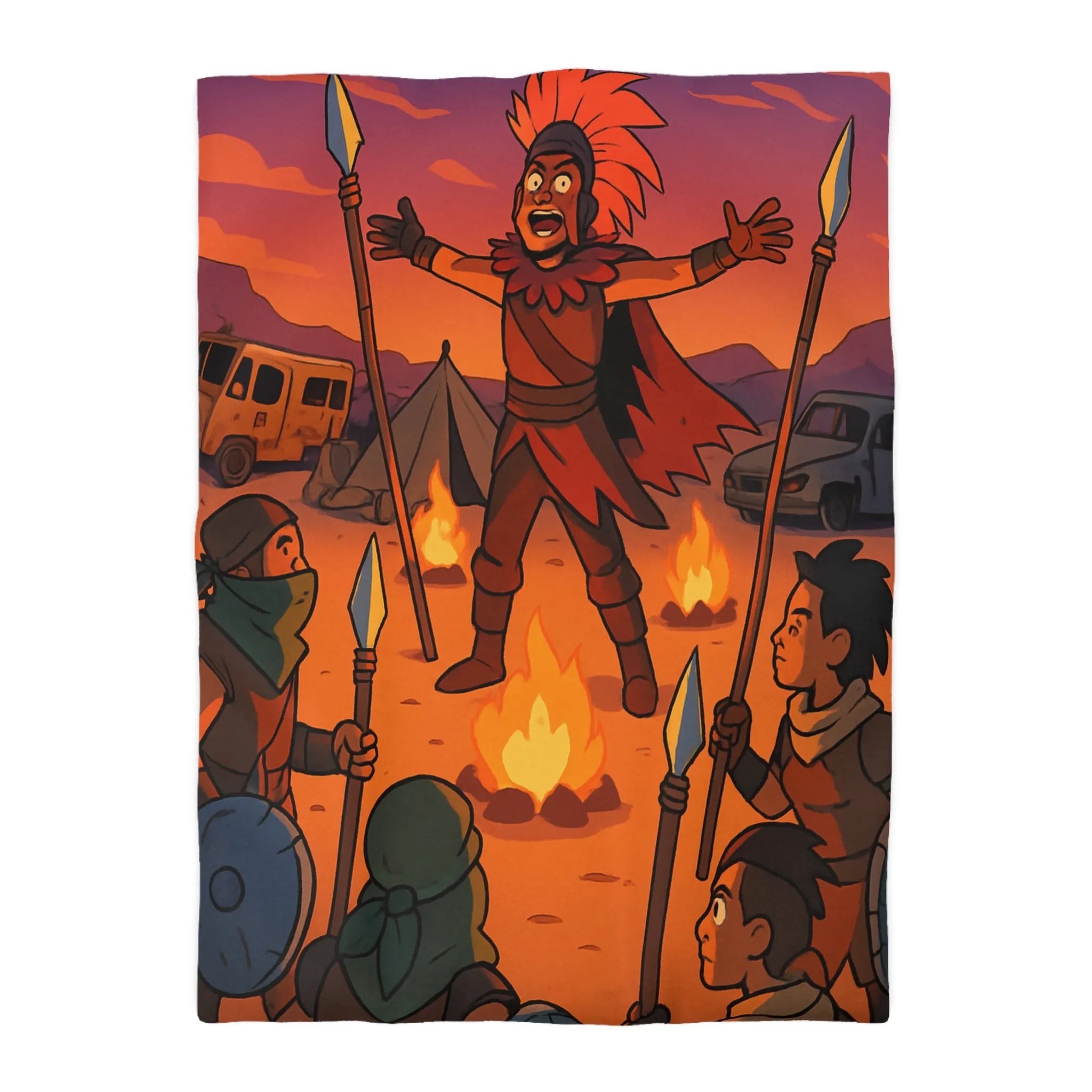 Housse de couette avec scène mystique de rassemblement nocturne pour aventure épique