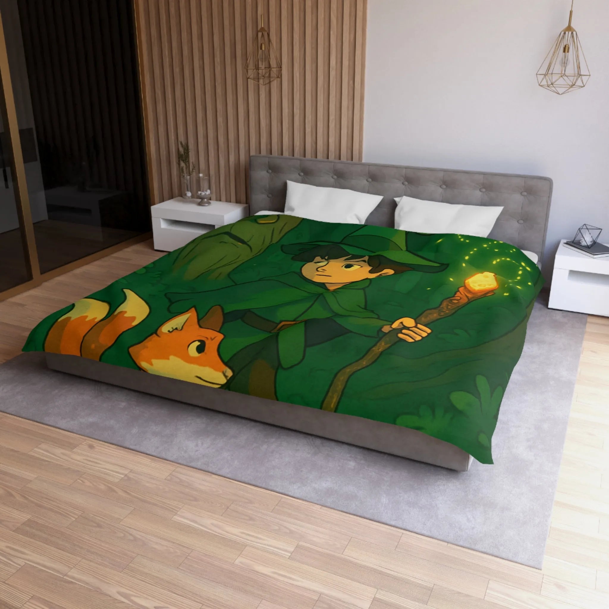 Housse de Couette Microfibre Art Graphique Contemporain Style Décoratif Chambre Tendance