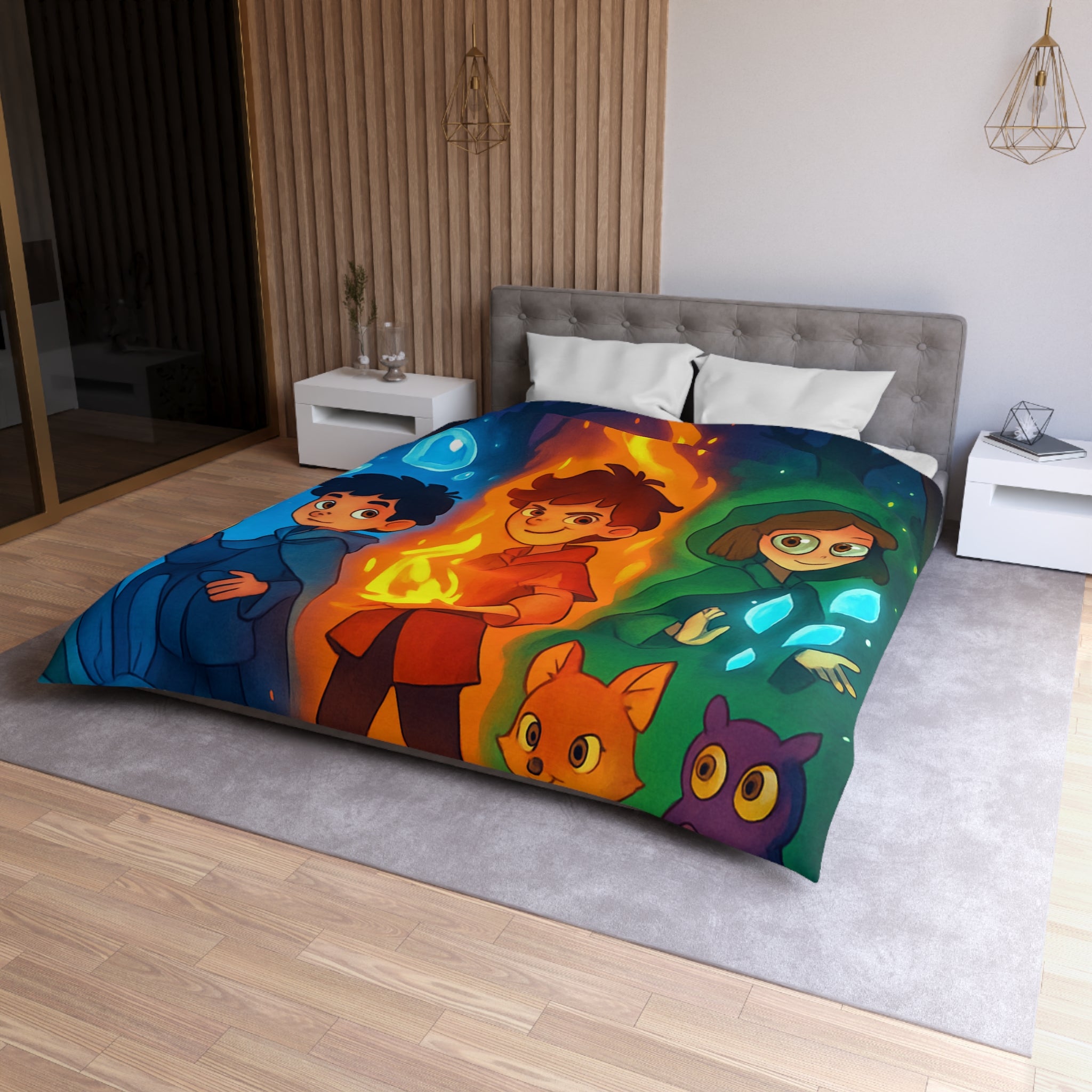 Housse de Couette Microfibre Design Artistique Moderne Décoration Chambre Confort Premium