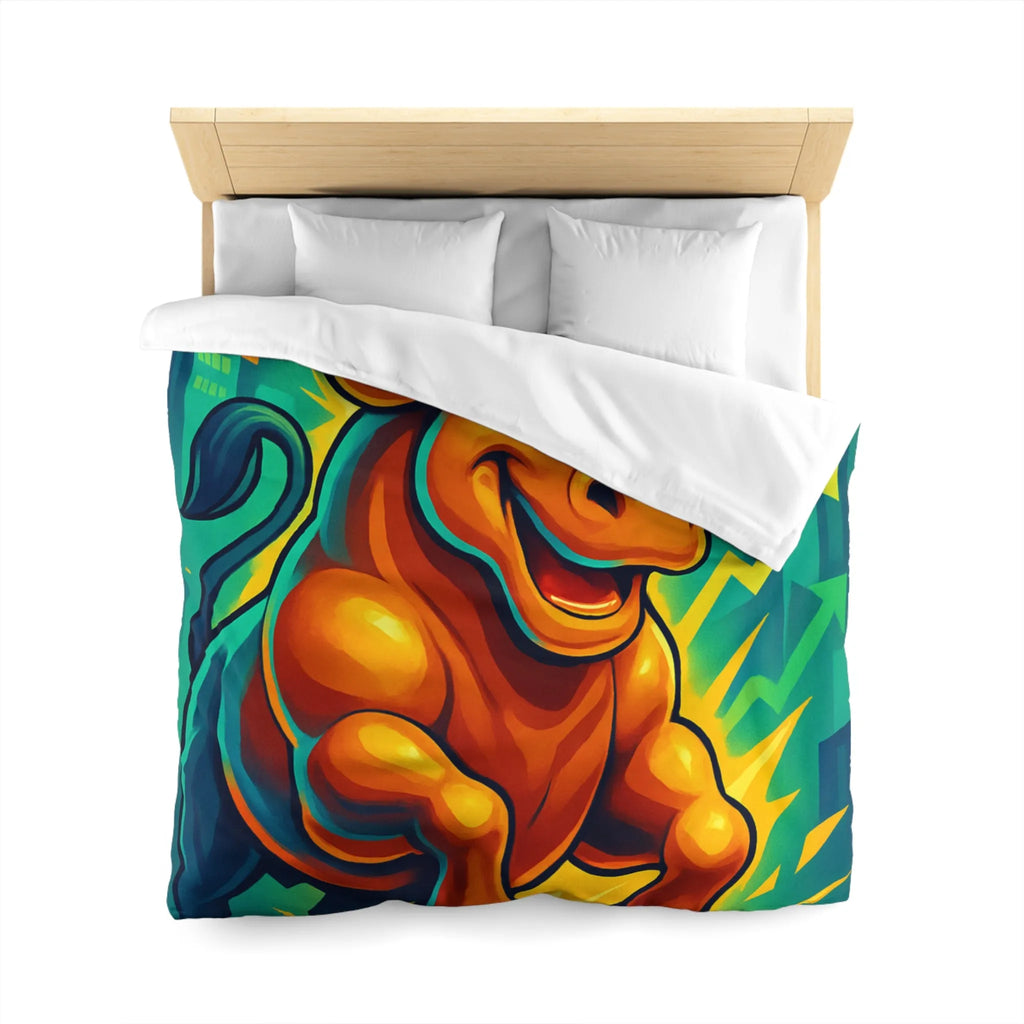 Housse de couette dynamique avec illustration de taureau énergique et motifs de croissance économique