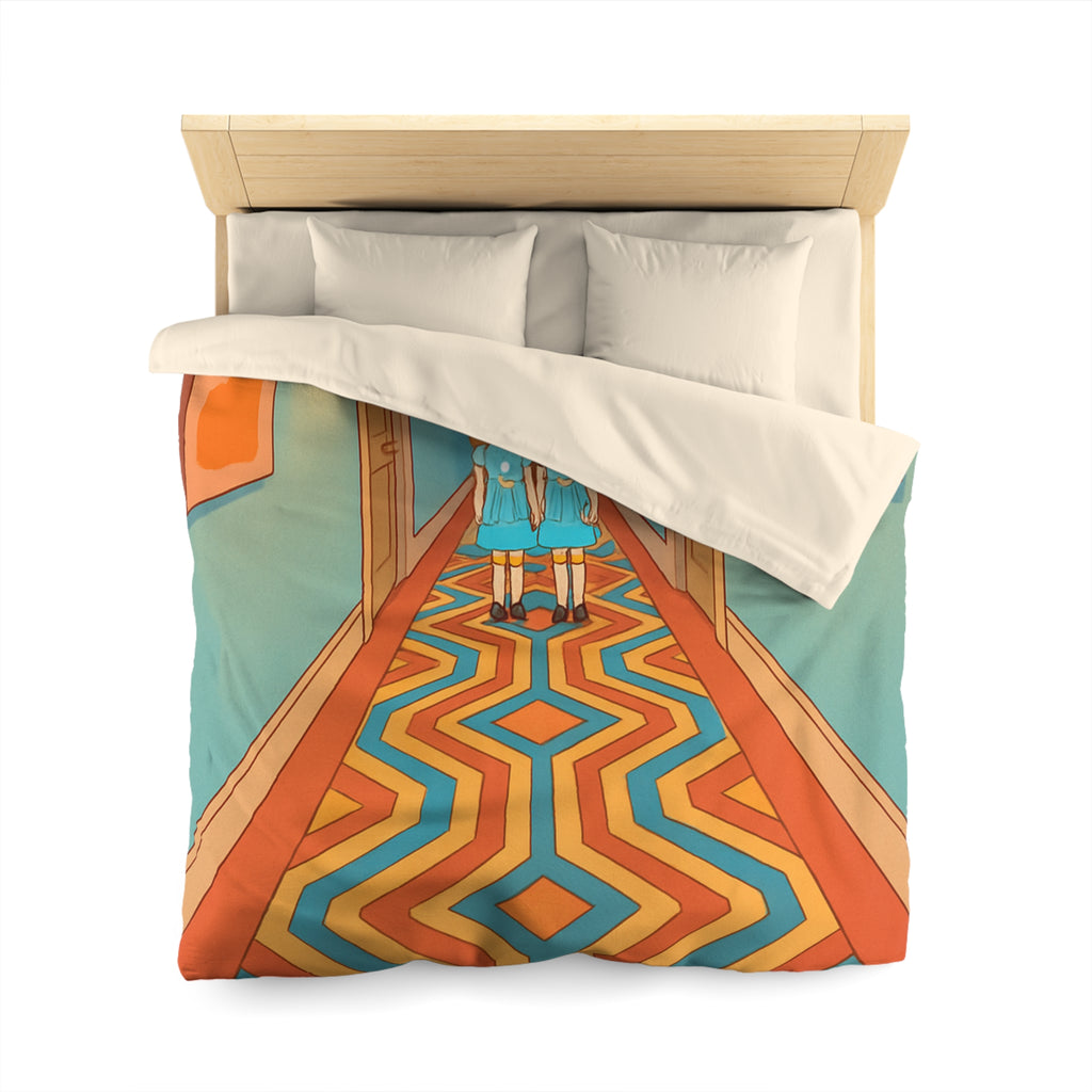 Housse de couette motif géométrique rétro et ambiance inspirée de films classiques d'horreur