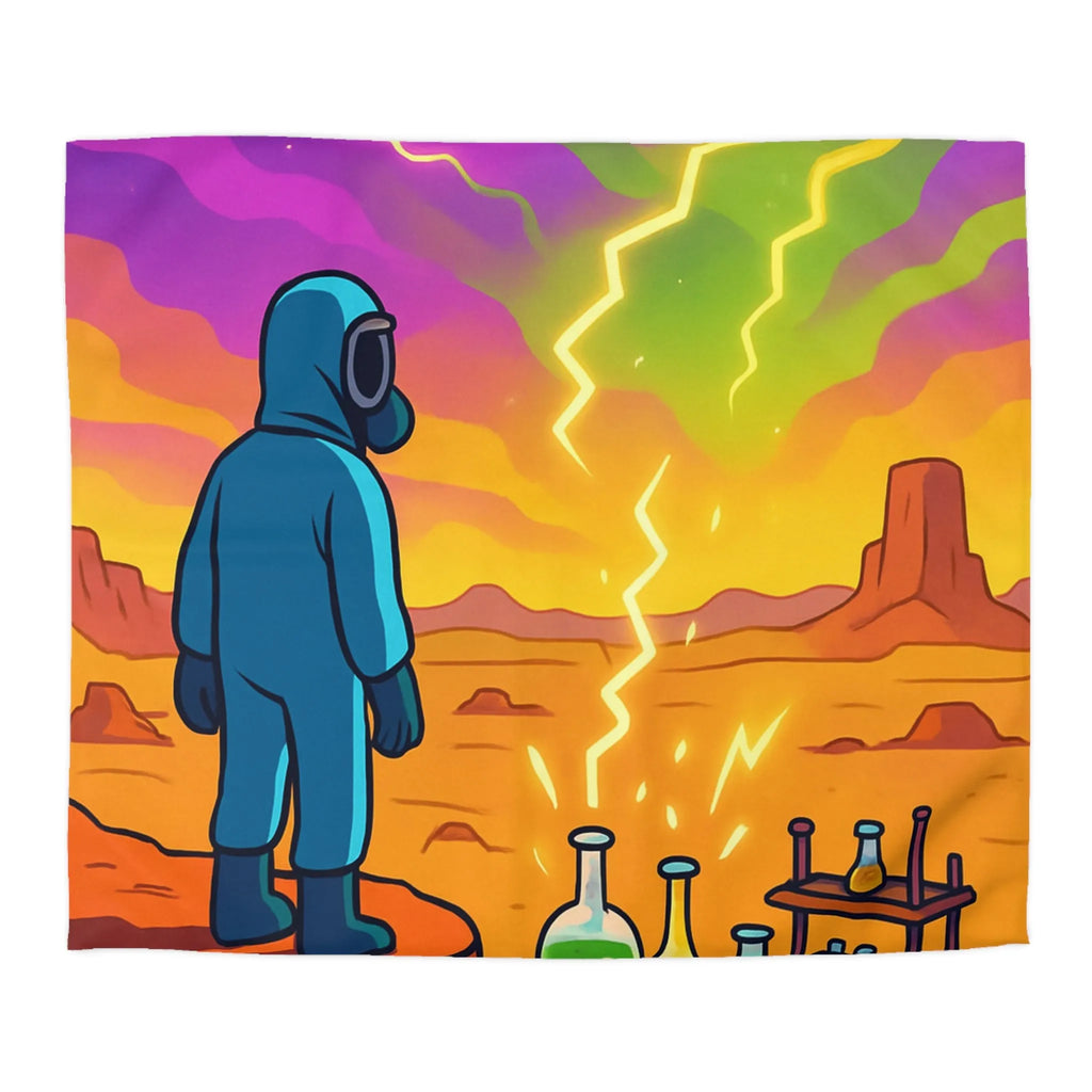 Housse de couette ciel extraterrestre arc-en-ciel avec scientifique et installations chimiques