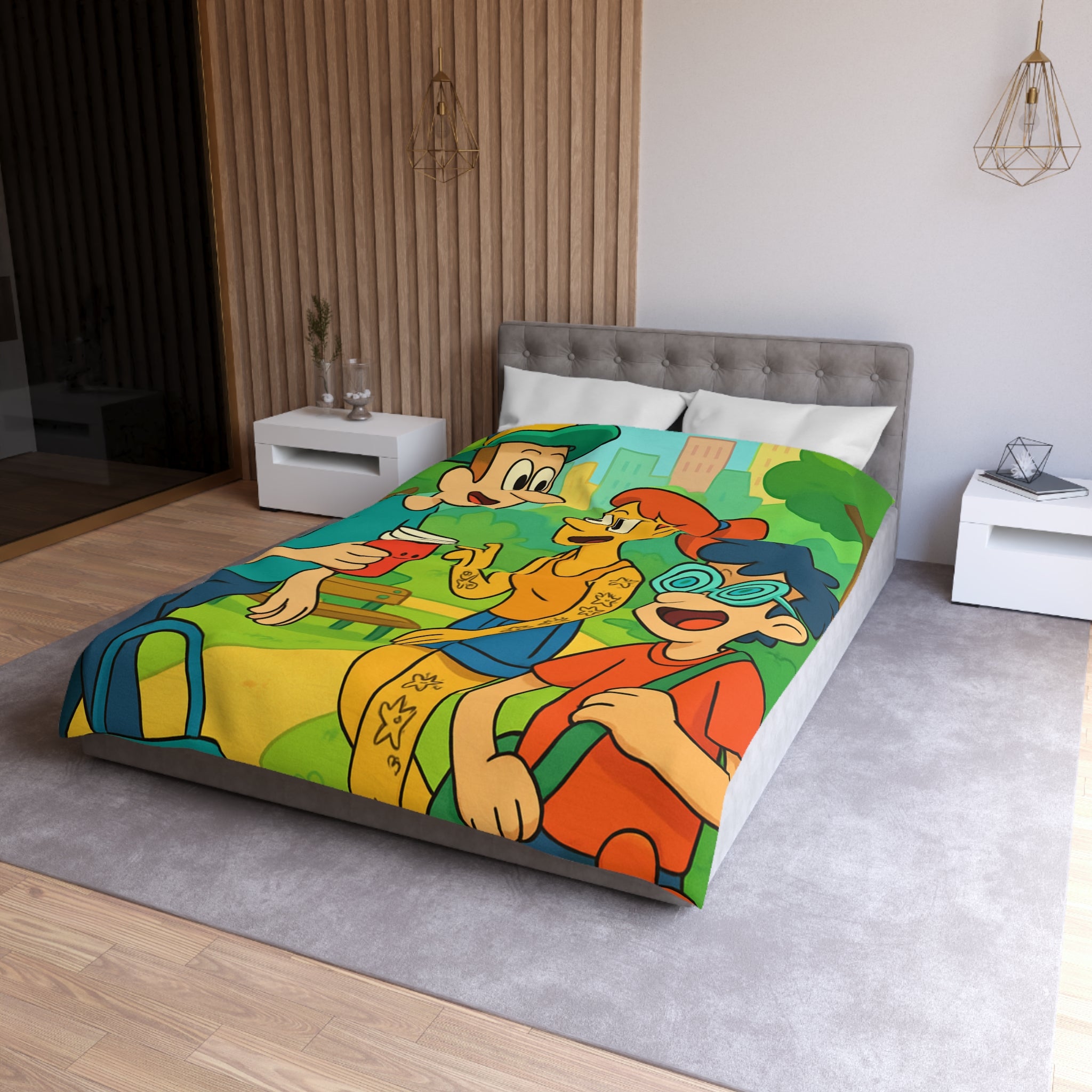 Housse de Couette Microfibre Illustration Unique Design Moderne Décoration Intérieure Raffinée