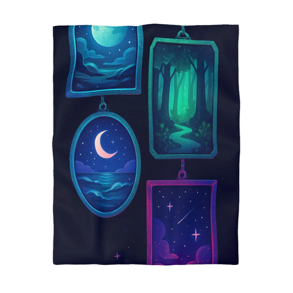 Housse de couette enchanteur avec motifs célestes et paysages rêveurs pour chambres relaxantes