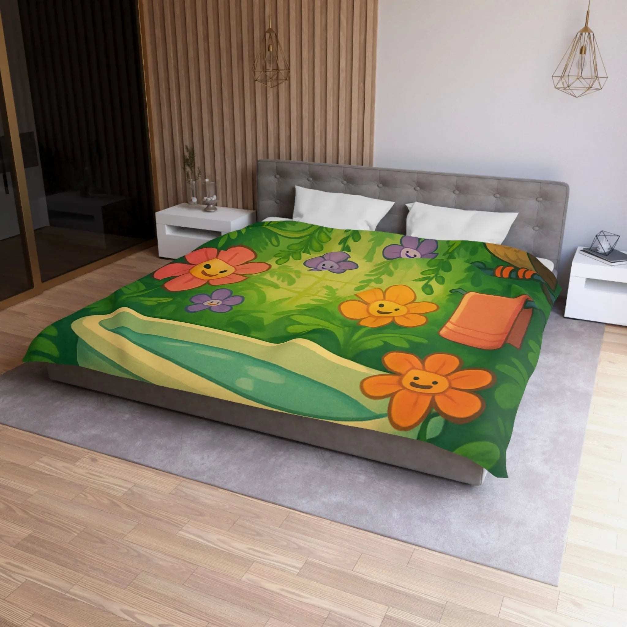 Housse de Couette Microfibre Art Graphique Contemporain Style Décoratif Chambre Tendance