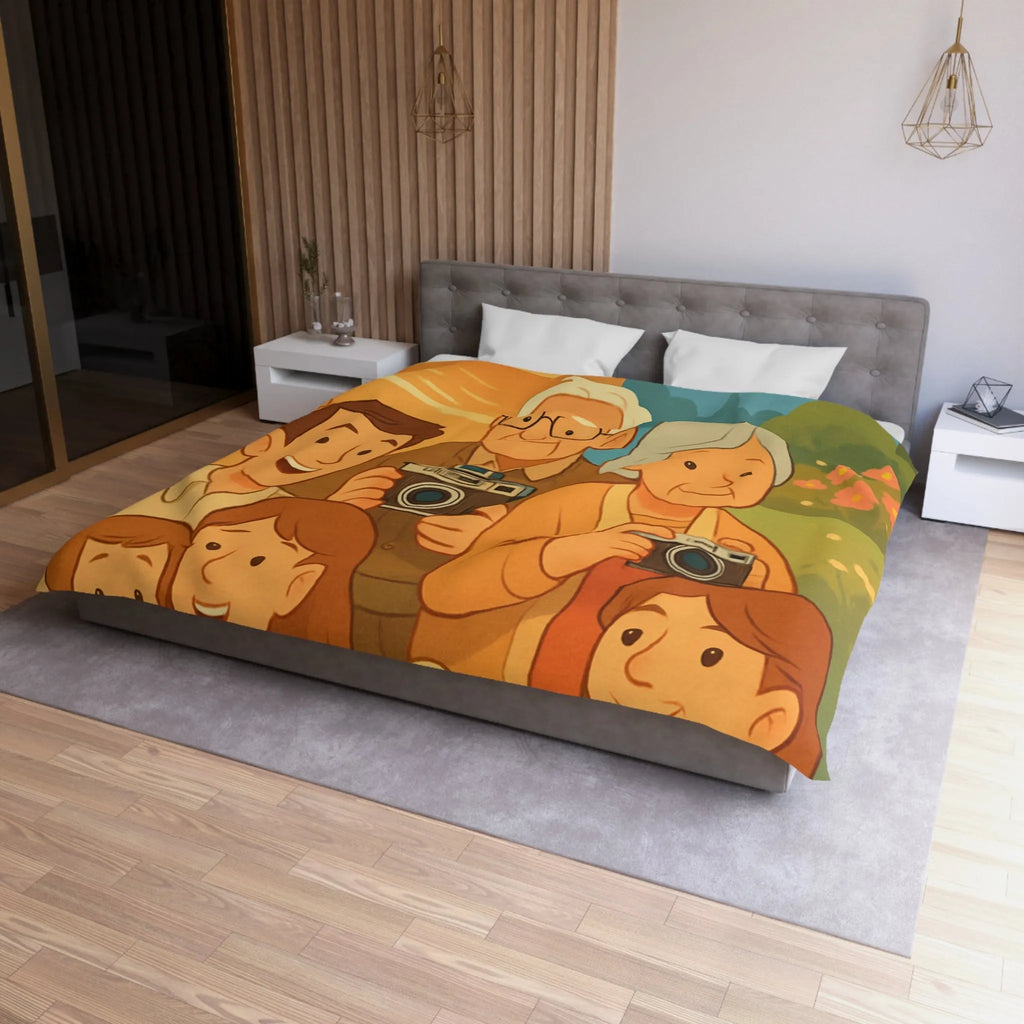 Housse de Couette Enfants Aventure Famille Paysage Soleil et Montagne Poétique Douceur