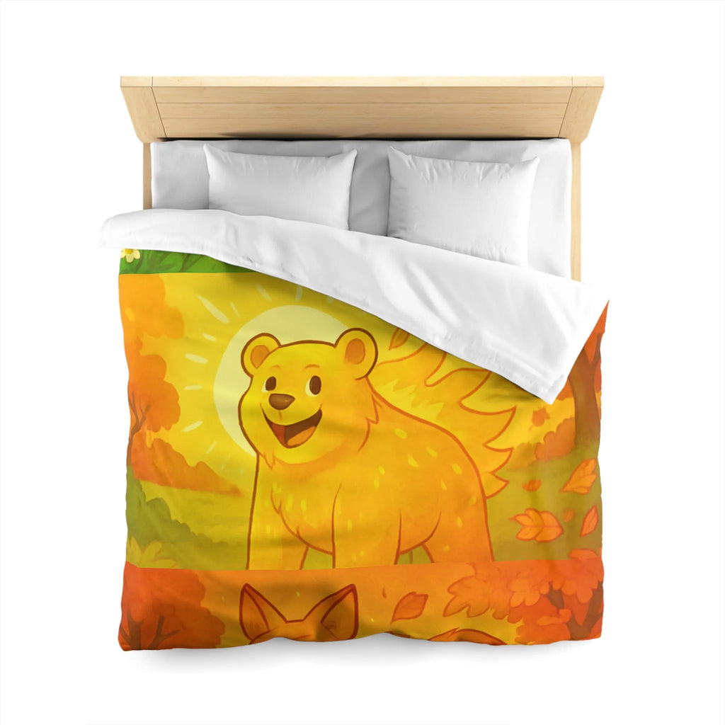 Housse de couette enchantée avec cerf, ours et renard en couleurs vives saisonnières