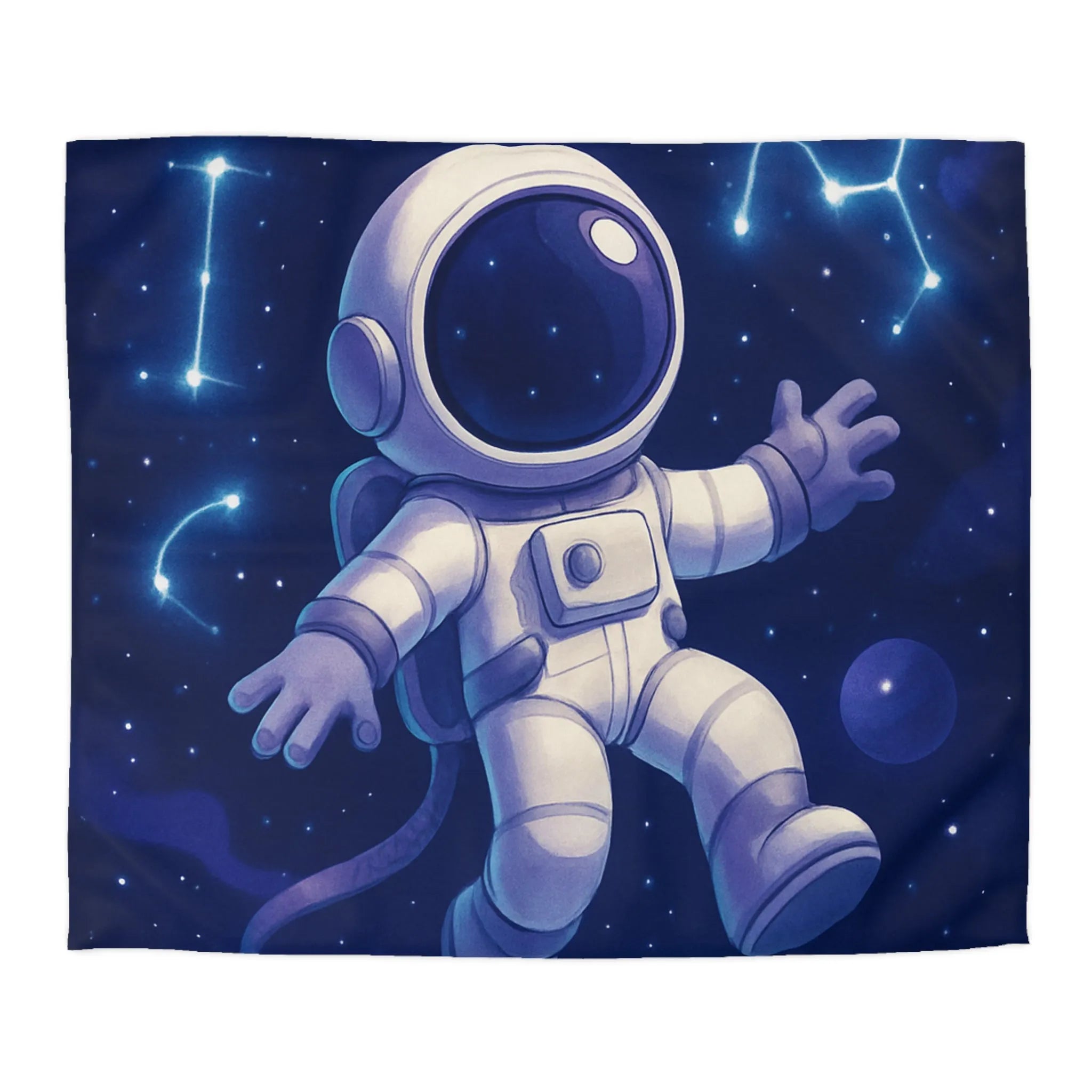 Housse de Couette Astronaute en Espace Étoilé avec Constellations et Planètes Colorées