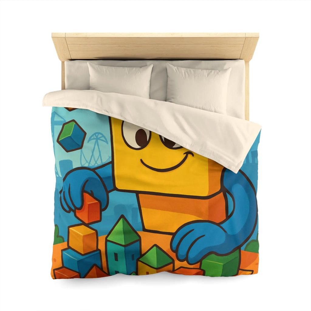 Housse de couette colorée avec motif de construction pour chambre d'enfant joyeuse