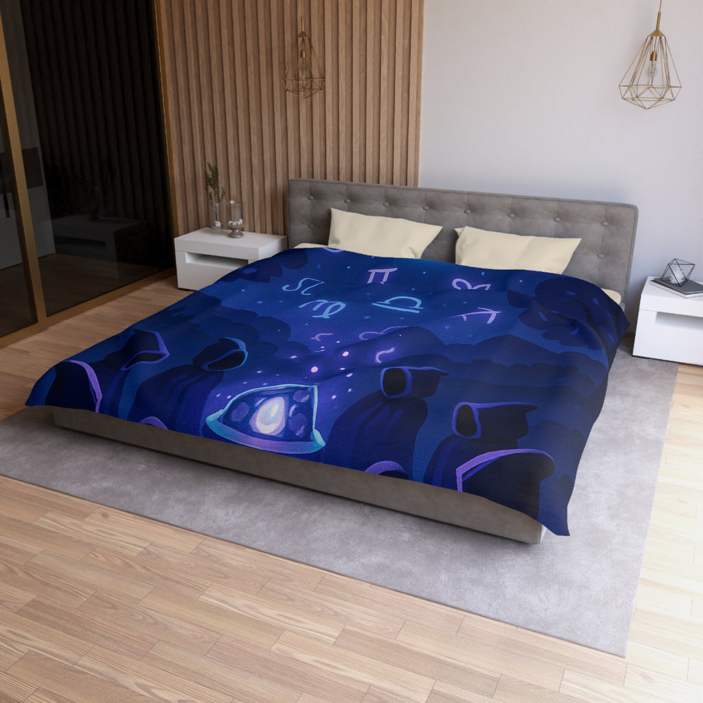 Housse de couette mystique avec symboles zodiacaux et lune pour ambiance ésotérique