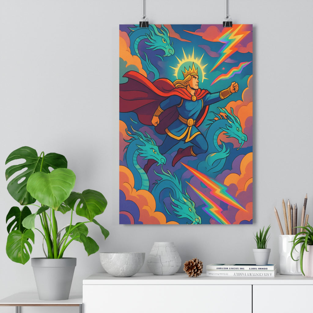 Poster décoratif anime épique mythologique bleu orange violet aventure mystique chambre bureau 30x46 cm