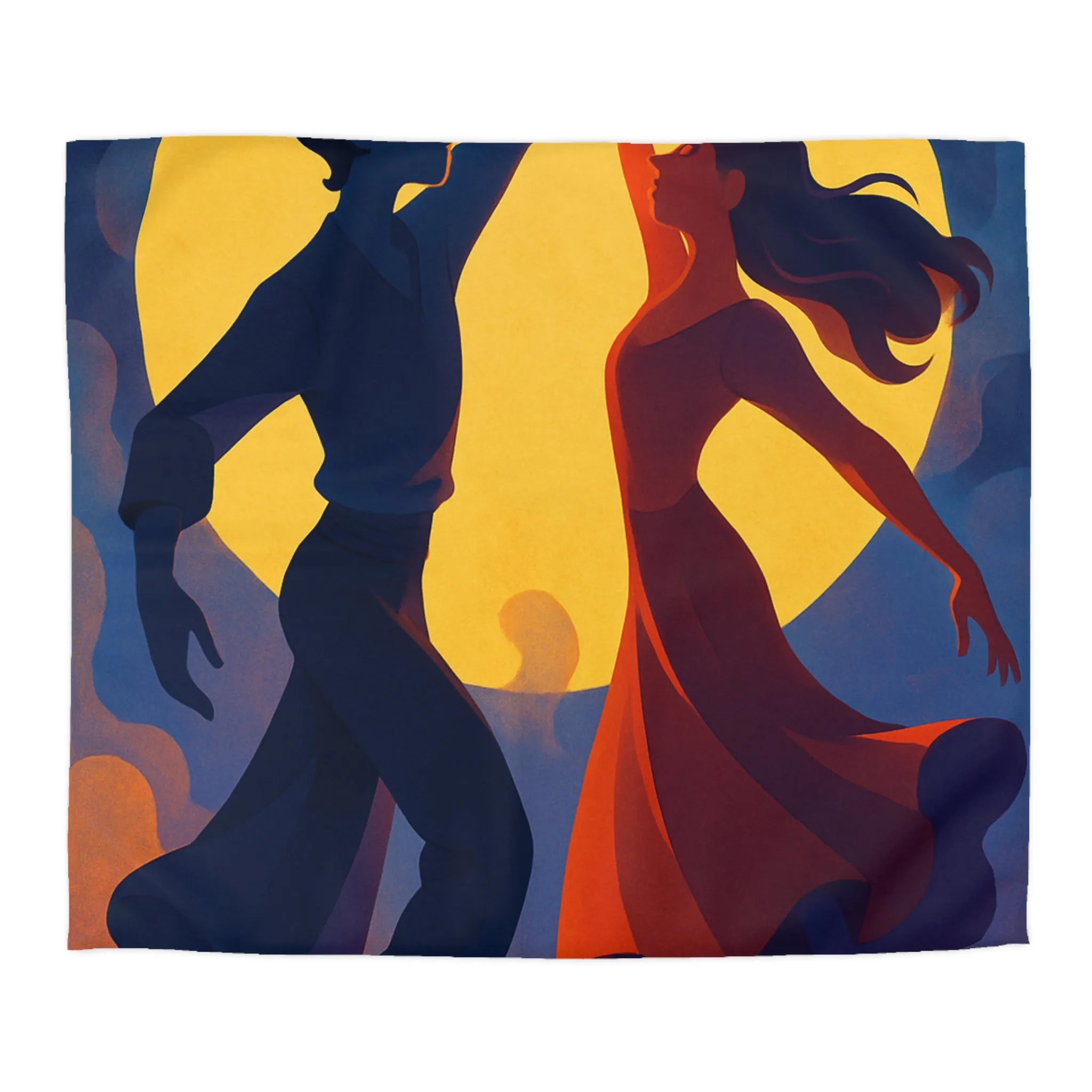 Envoûtante danse romantique sous une pleine lune lumineuse pour votre chambre élégante