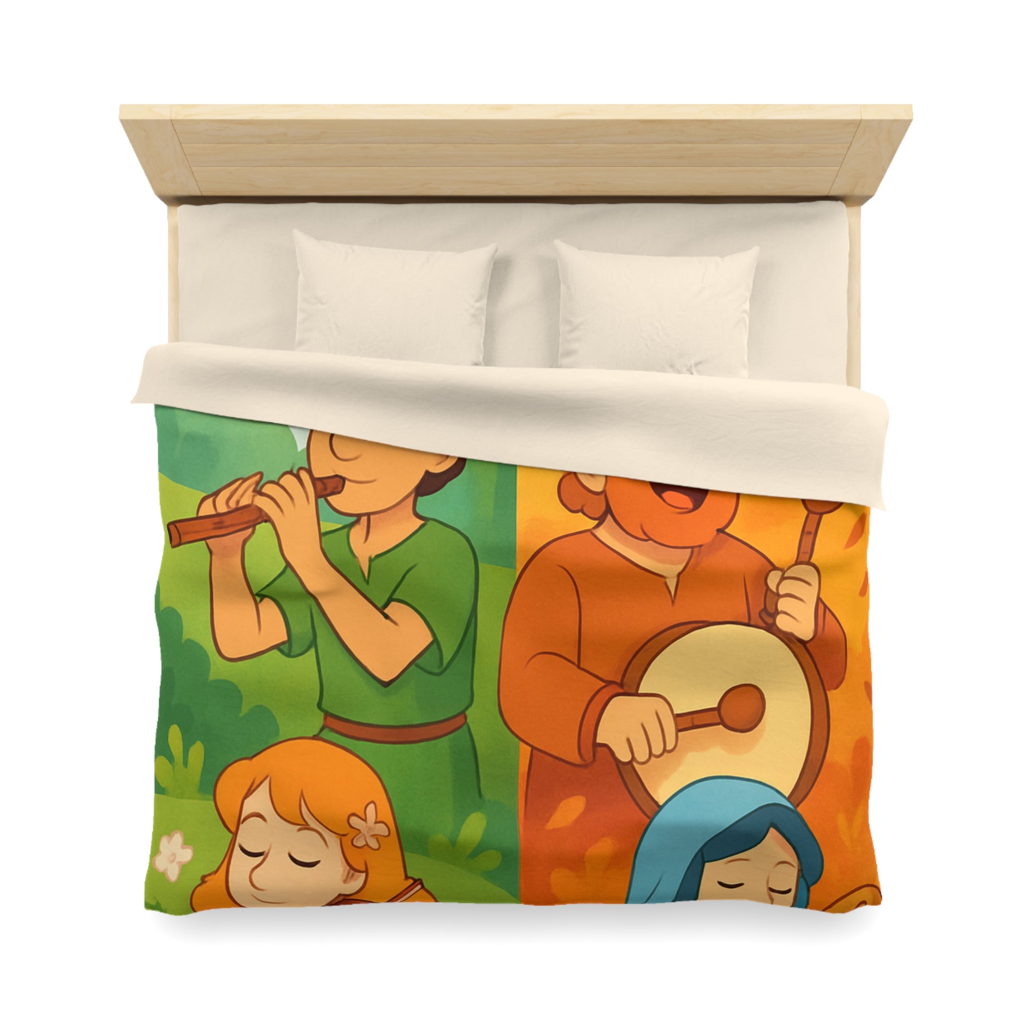 Housse de Couette Musique des Quatre Saisons Harpe Violon Tambour Flûte Enchanteur