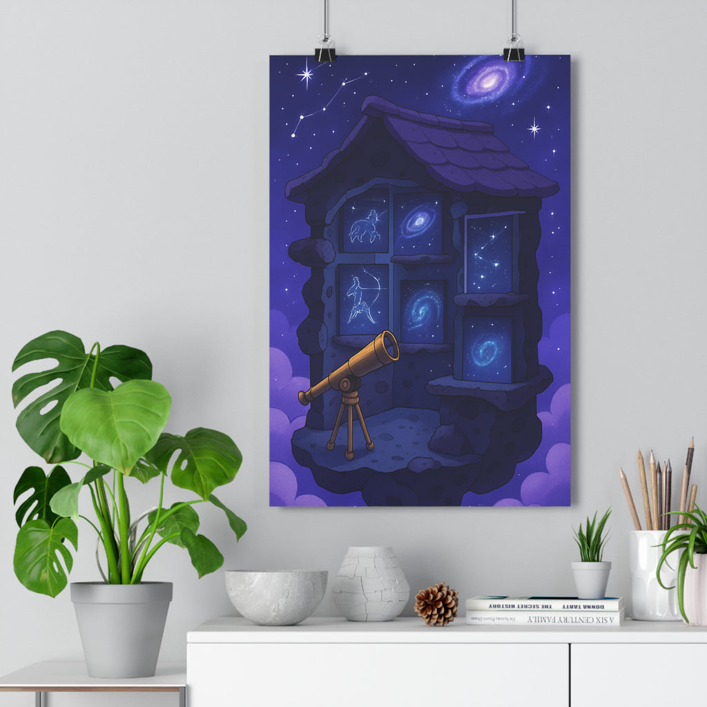 Poster décoratif céleste bleu violet cartoon mystique chambre bureau art mural maison pierre constellations