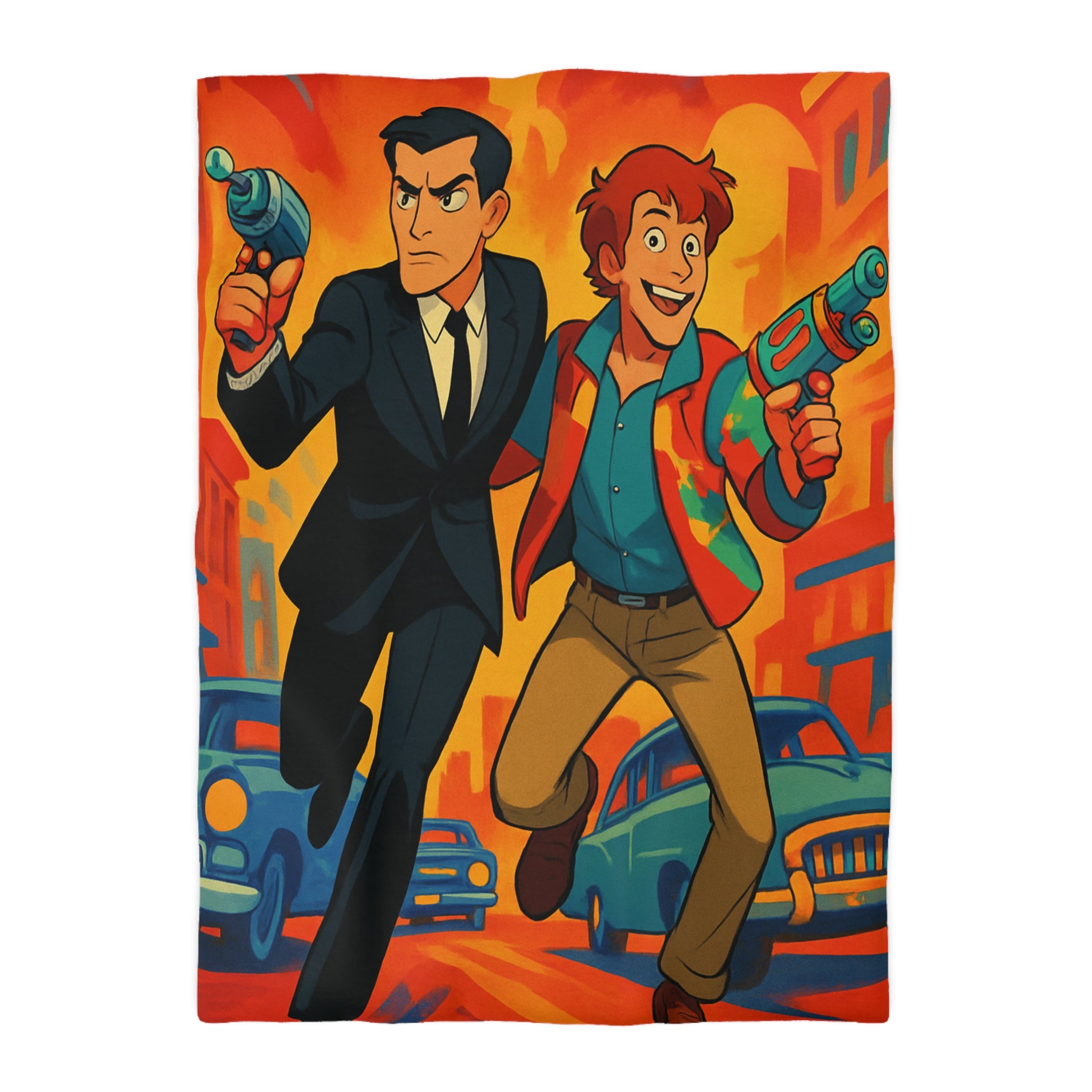 Housse de Couette Microfibre Illustration Unique Design Moderne Décoration Intérieure Raffinée