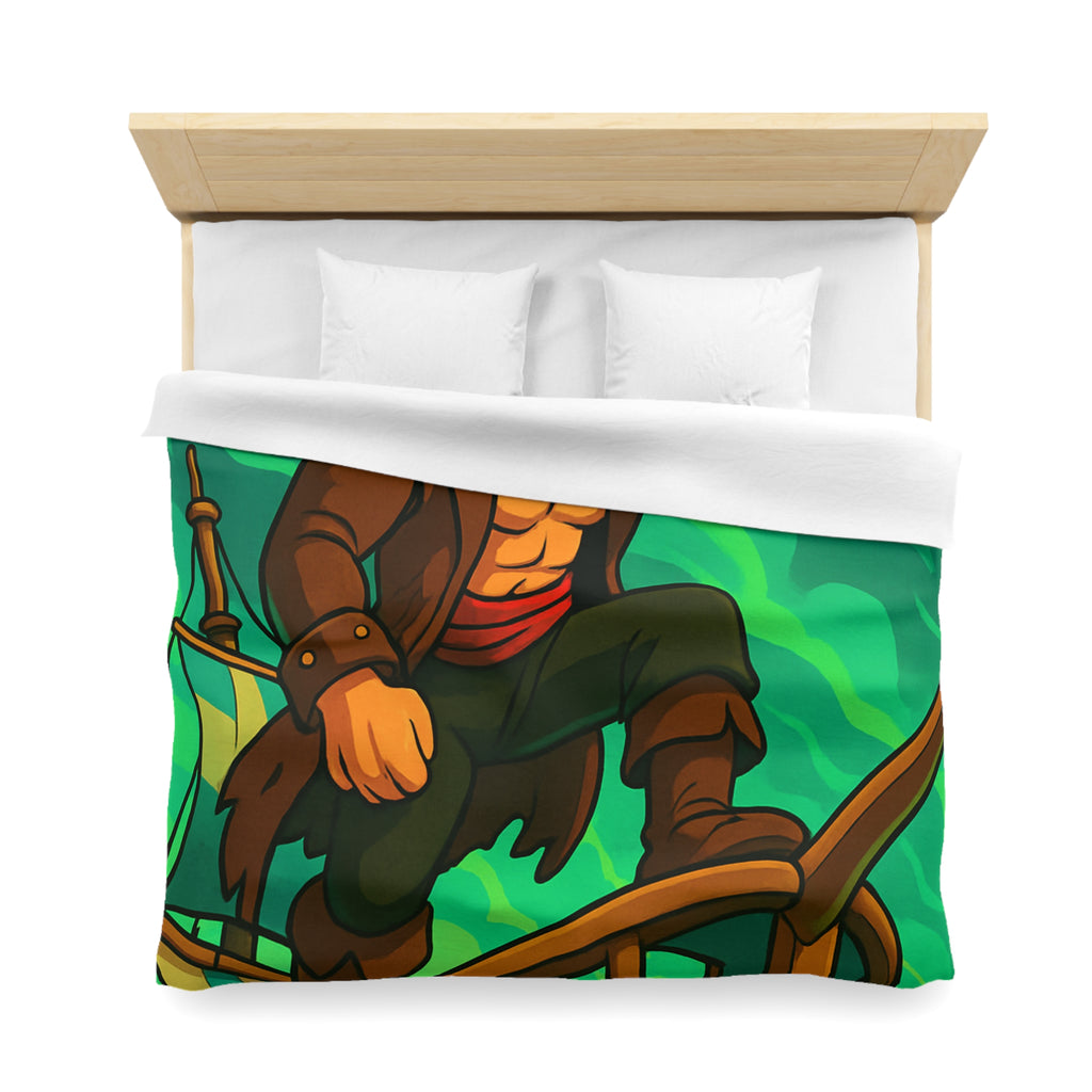 Housse de couette pirate en quête d'aventure sur un navire, ambiance animée et colorée