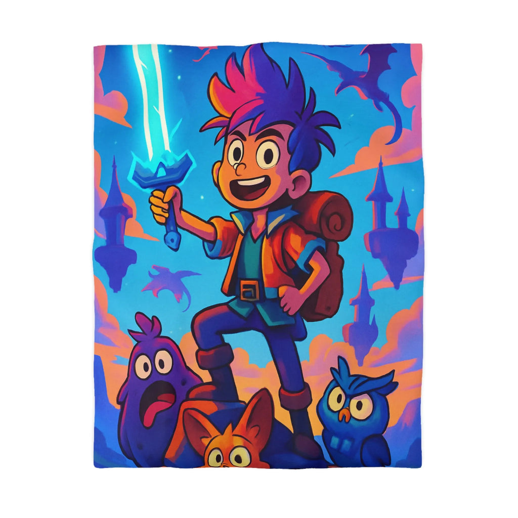 Housse de Couette Aventure Fantastique avec Épée Enchantée et Créatures Magiques pour Enfants