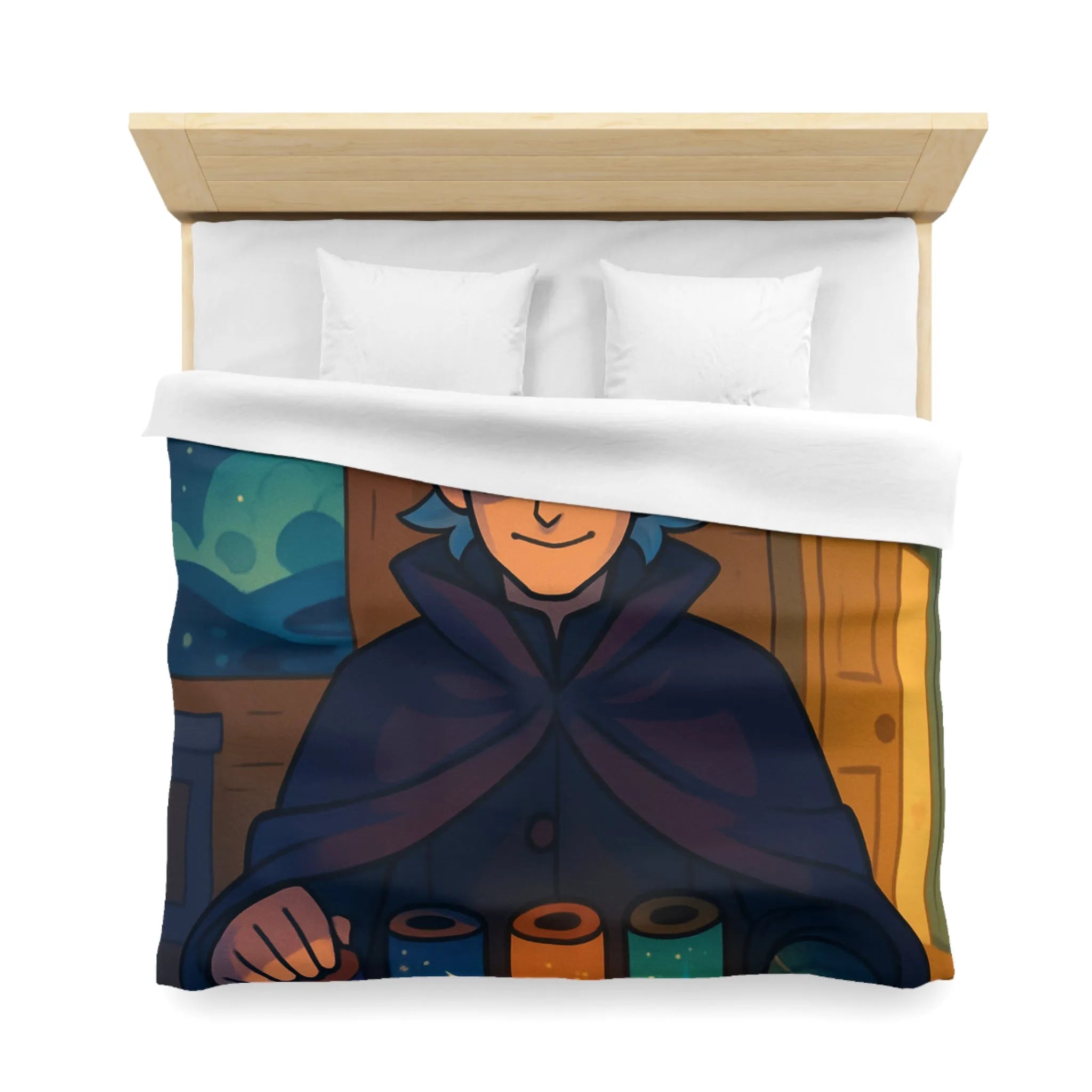 Housse de couette magique avec design nocturne sur fond de lune et étoiles