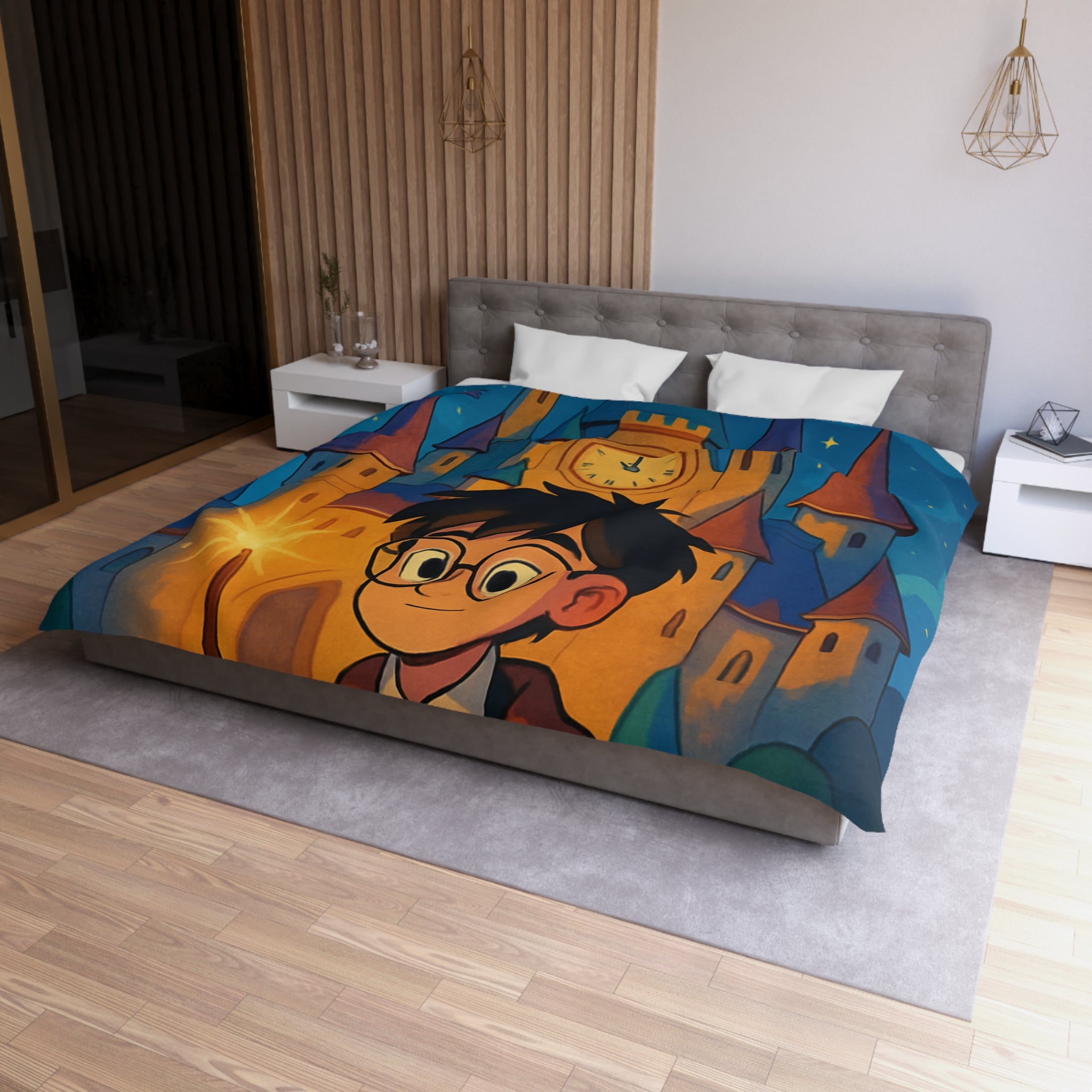 Housse de Couette Microfibre Motif Créatif Original Style Contemporain Chambre Élégante