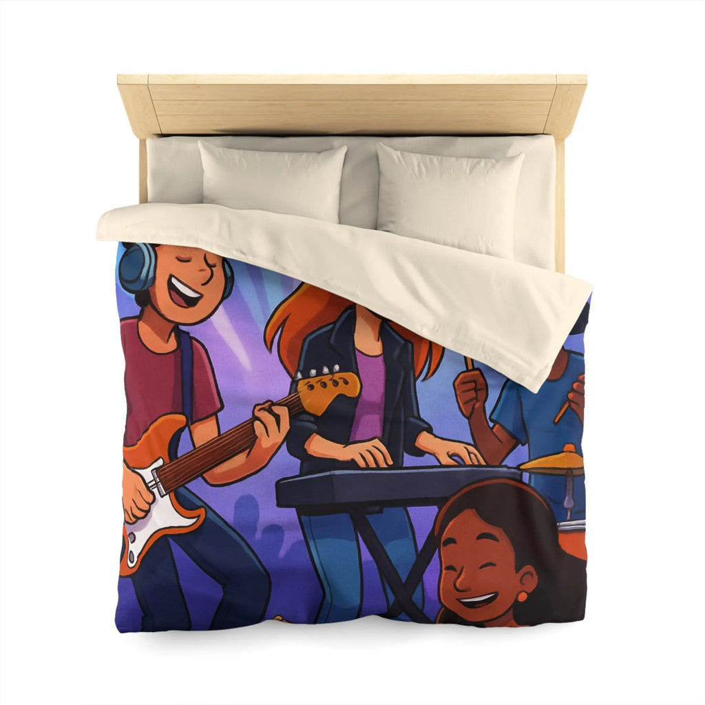 Ensemble musical animé pour housse de couette colorée et dynamique pour jeunes musiciens