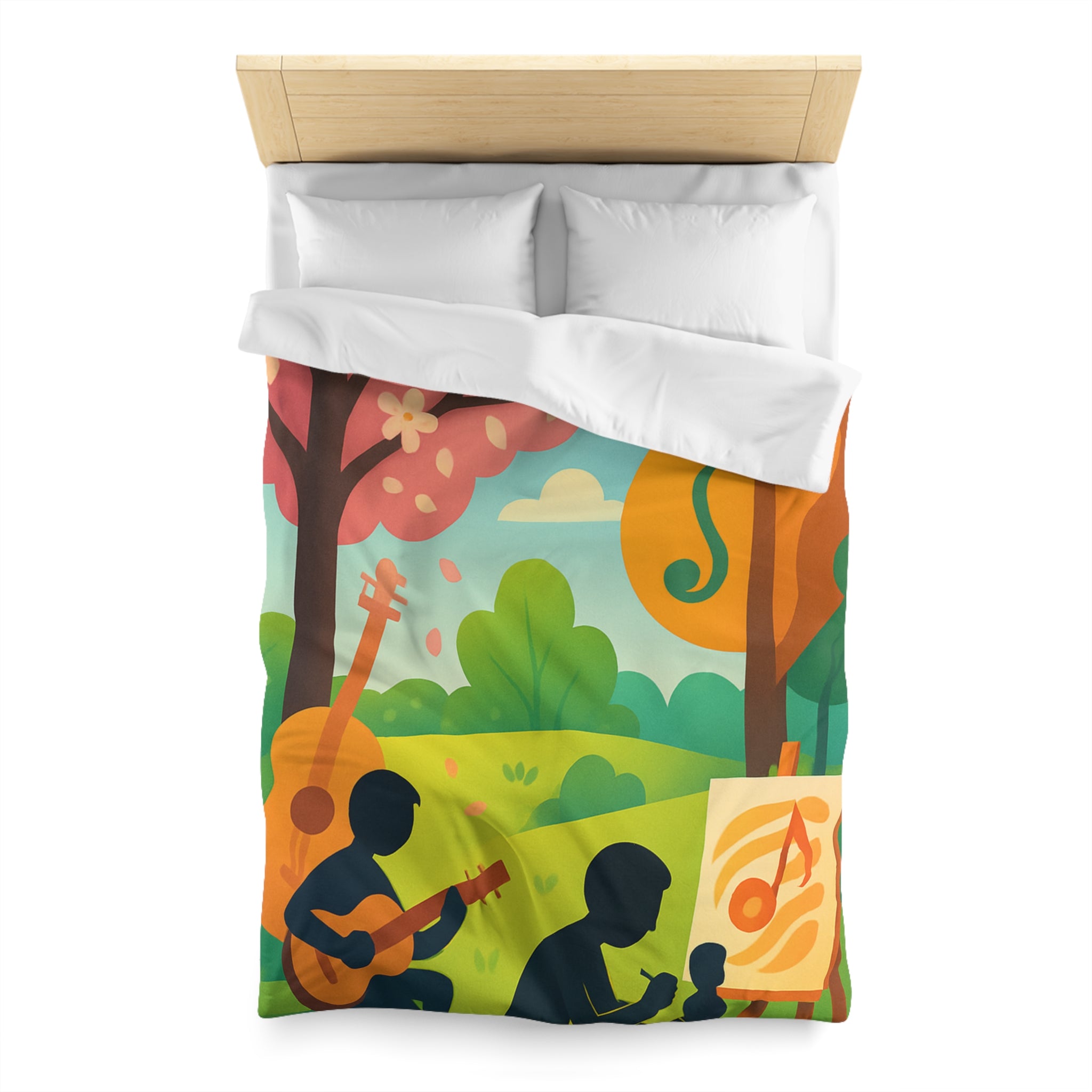 Housse de Couette Microfibre Design Artistique Moderne Décoration Chambre Confort Premium